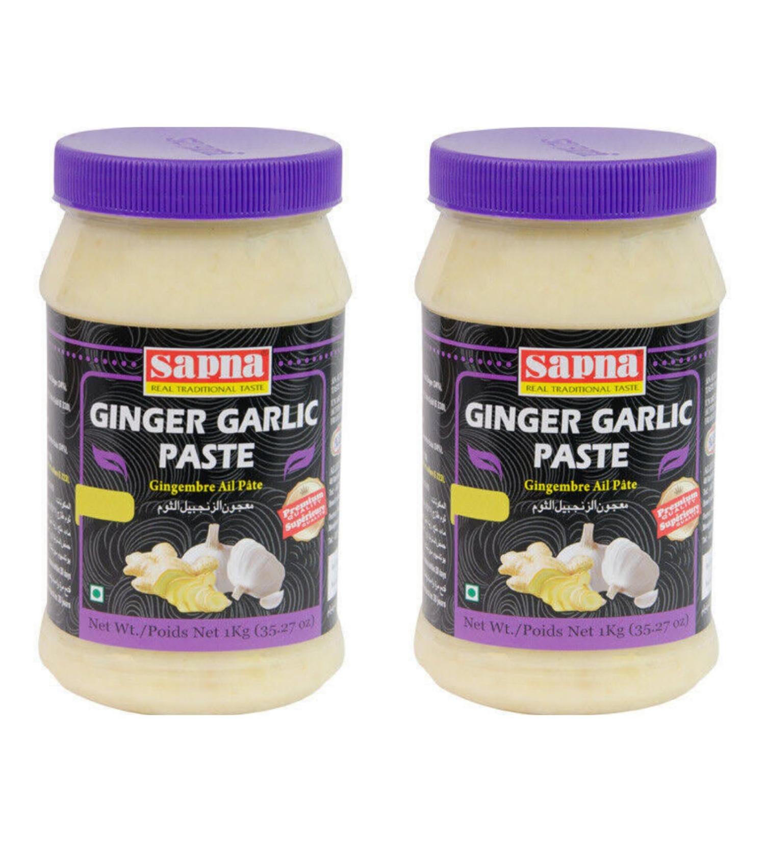 Sapna Ginger & Garlic Paste - 1kg (Pack of 2) | Authentic Flavor | Convenient and Flavorful Cooking Essential | Versatile Culinary Use - Buy Online on SooperMarket.com