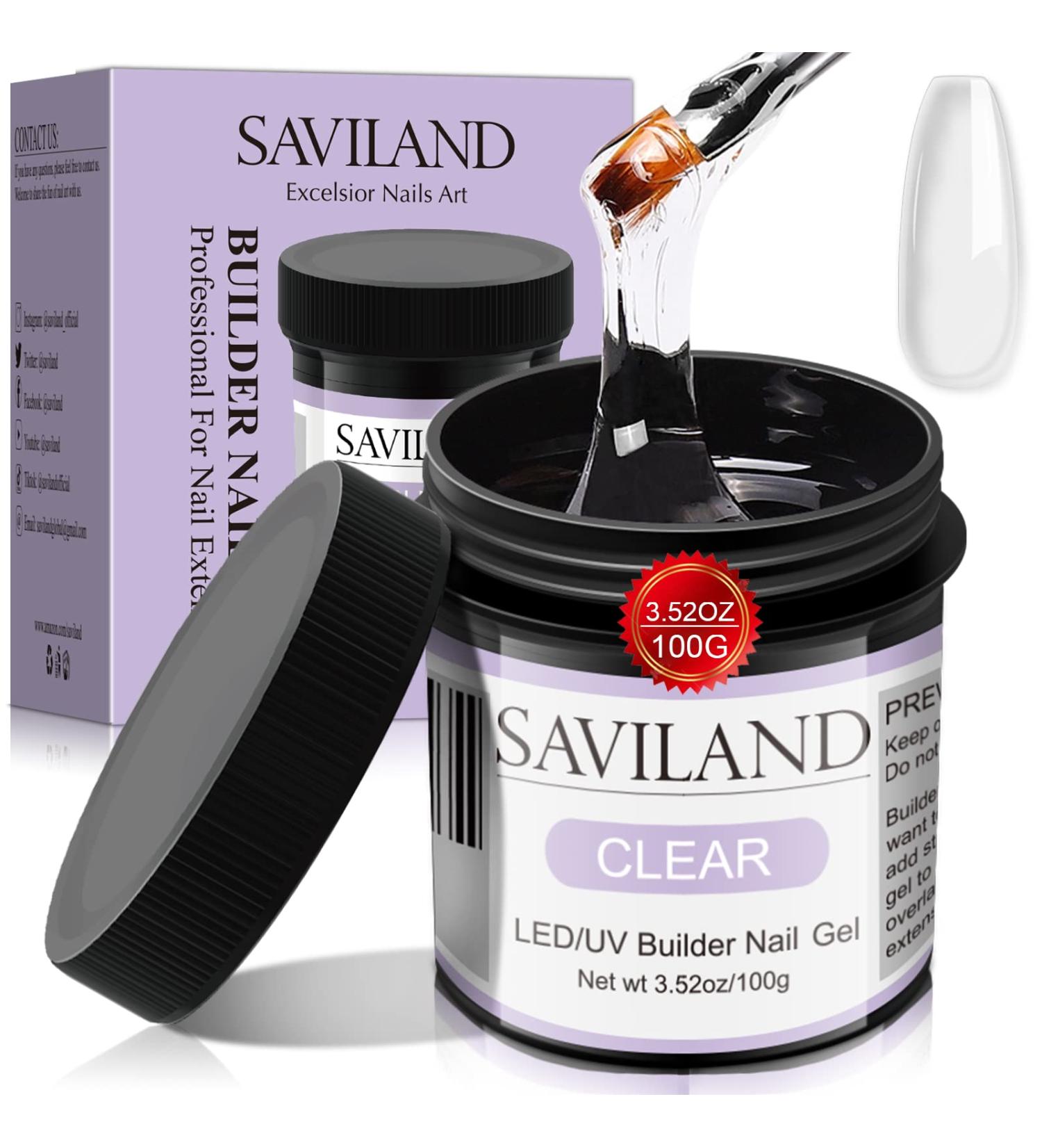 Saviland Builder Nail Gel - 100g/3.5oz Clear Hard Gel for Nail Extensions and Strengthening - DIY Manicure Art - Buy Online on SooperMarket.com