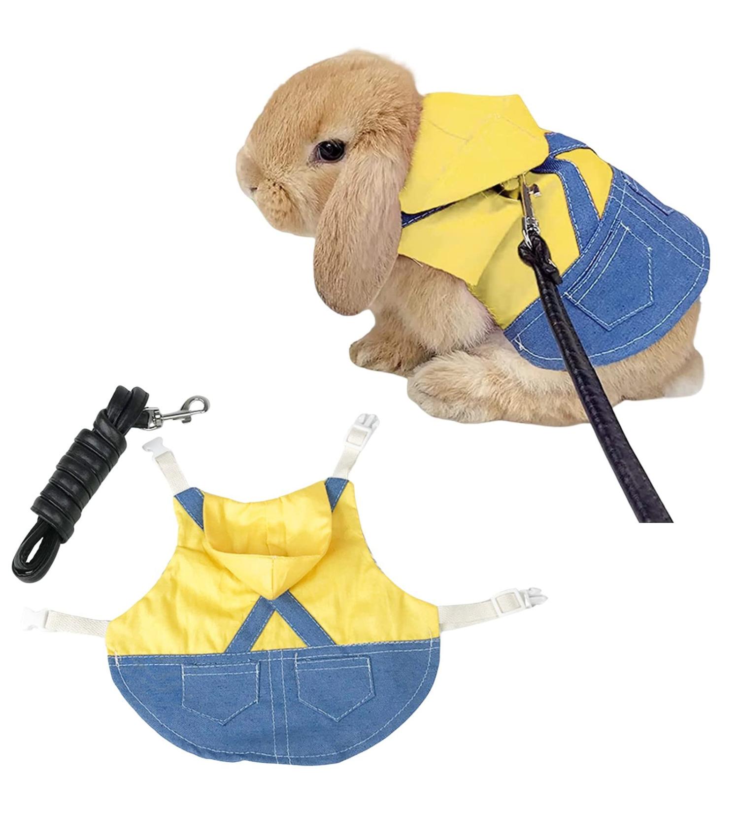 Adjustable Soft Rabbit Dishes & Leash Set | Pet Rabbit Dishes for Small Animals - Yellow (M) - Buy Online on SooperMarket.com