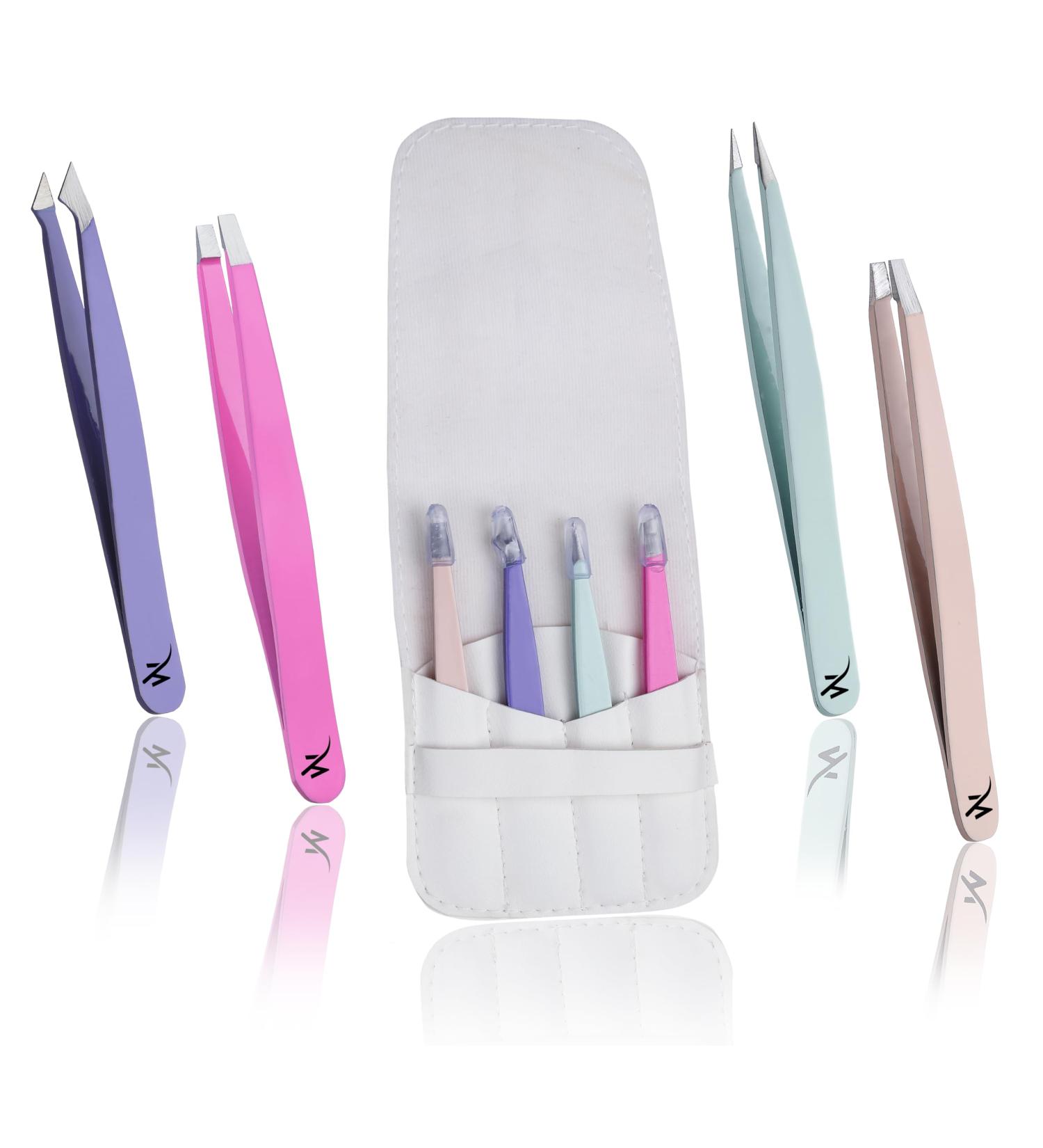 4-Piece Professional Tweezers Set for Men and Women - Precision Eyebrow Plucking, Ingrown Hair Removal, Blackhead & Tick Removal - Buy Online on SooperMarket.com