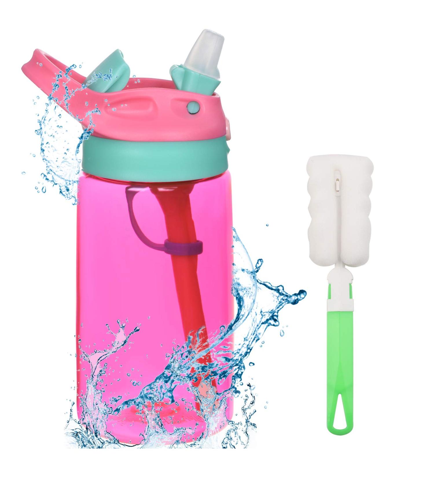 Flintonic 480ML Kids Sippy Cup | Leak-Proof, BPA-Free Toddler Drink Bottle with Brush | Water Milk Cup for Children | Shatter-Proof, Red - Buy Online on SooperMarket.com