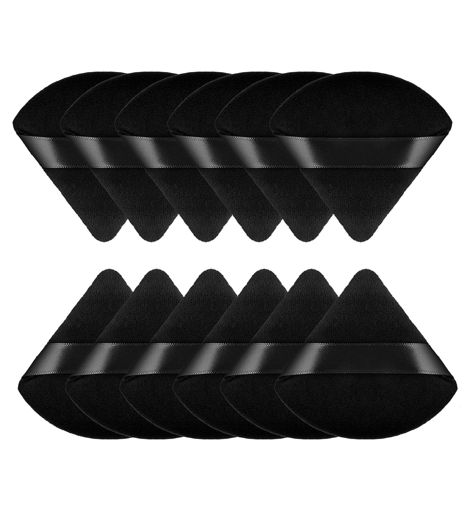 12pc Triangle Powder Puff Makeup Sponges with Strap - Soft Velour Beauty Tool for Mineral Powder & Foundation - Black - Buy Online on SooperMarket.com