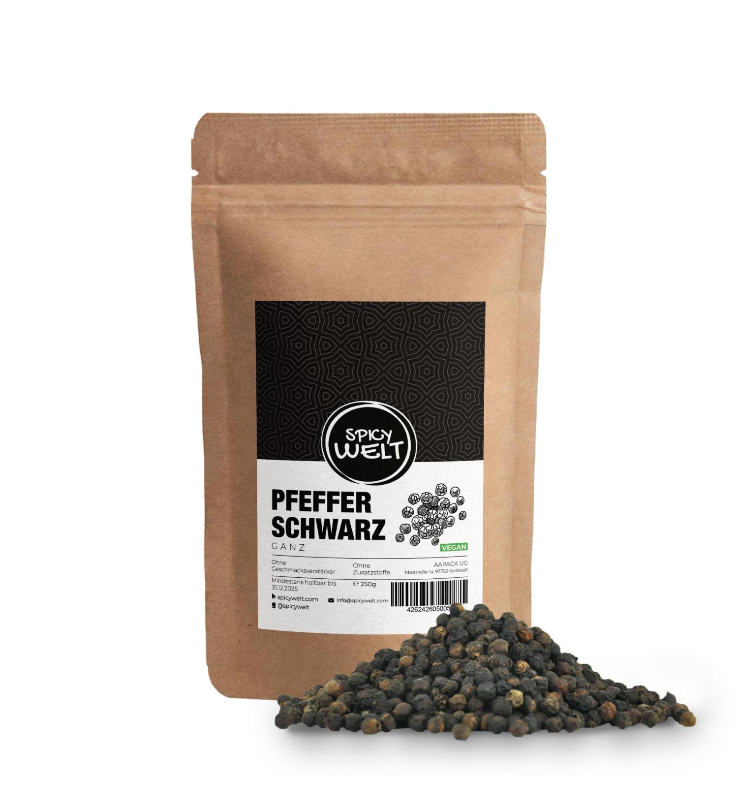 Buy Spicy World Black Pepper Whole - Premium Black Peppercorns for Mill 250g | International Shipping Available - Buy Online on SooperMarket.com