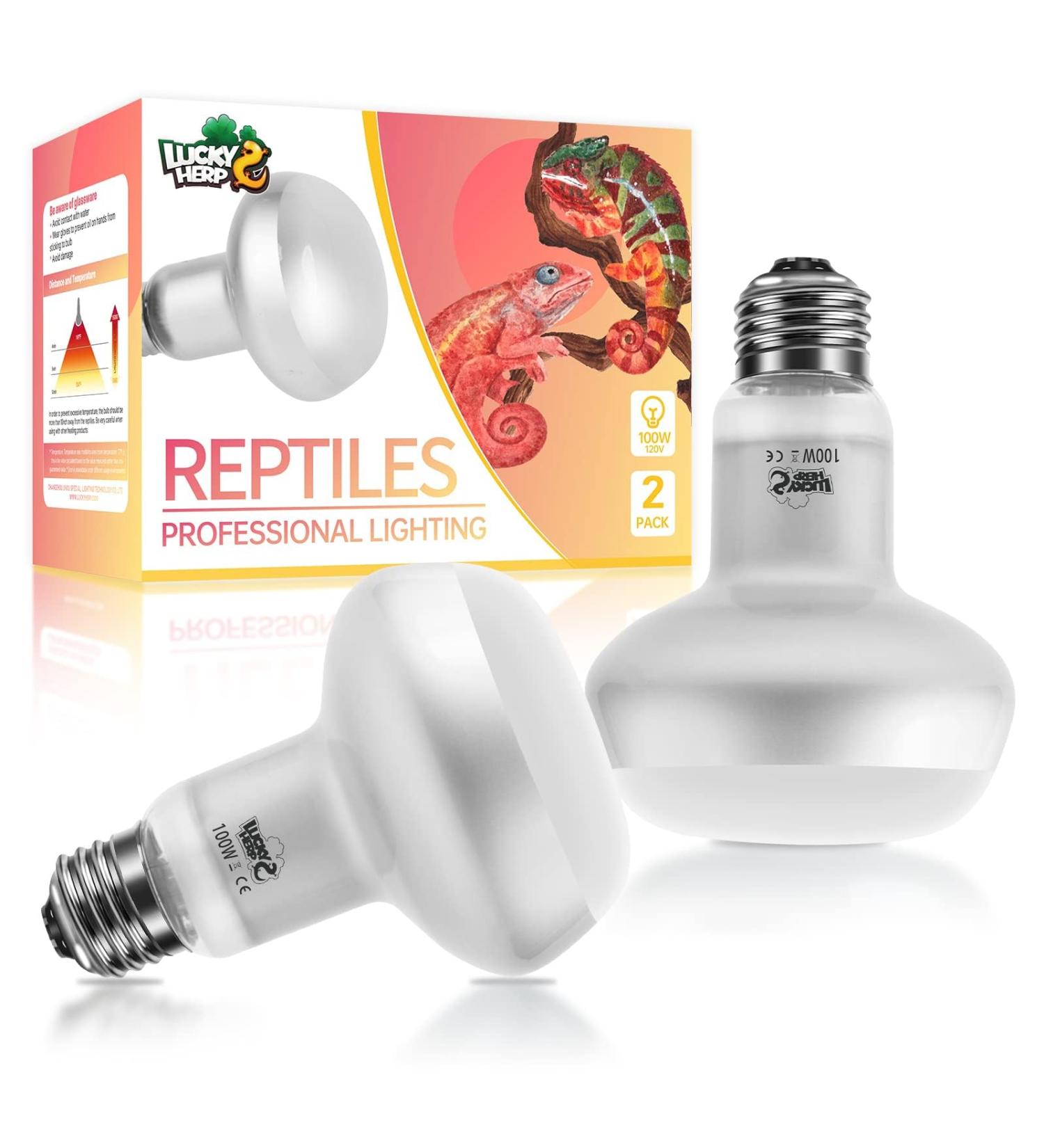 Buy Lucky Herp Reptiles Heat Lamp 100W - UV UVA Light for Turtles Chickens Dogs & Amphibians | 2-Pack Upgrade for Terrariums - Buy Online on SooperMarket.com