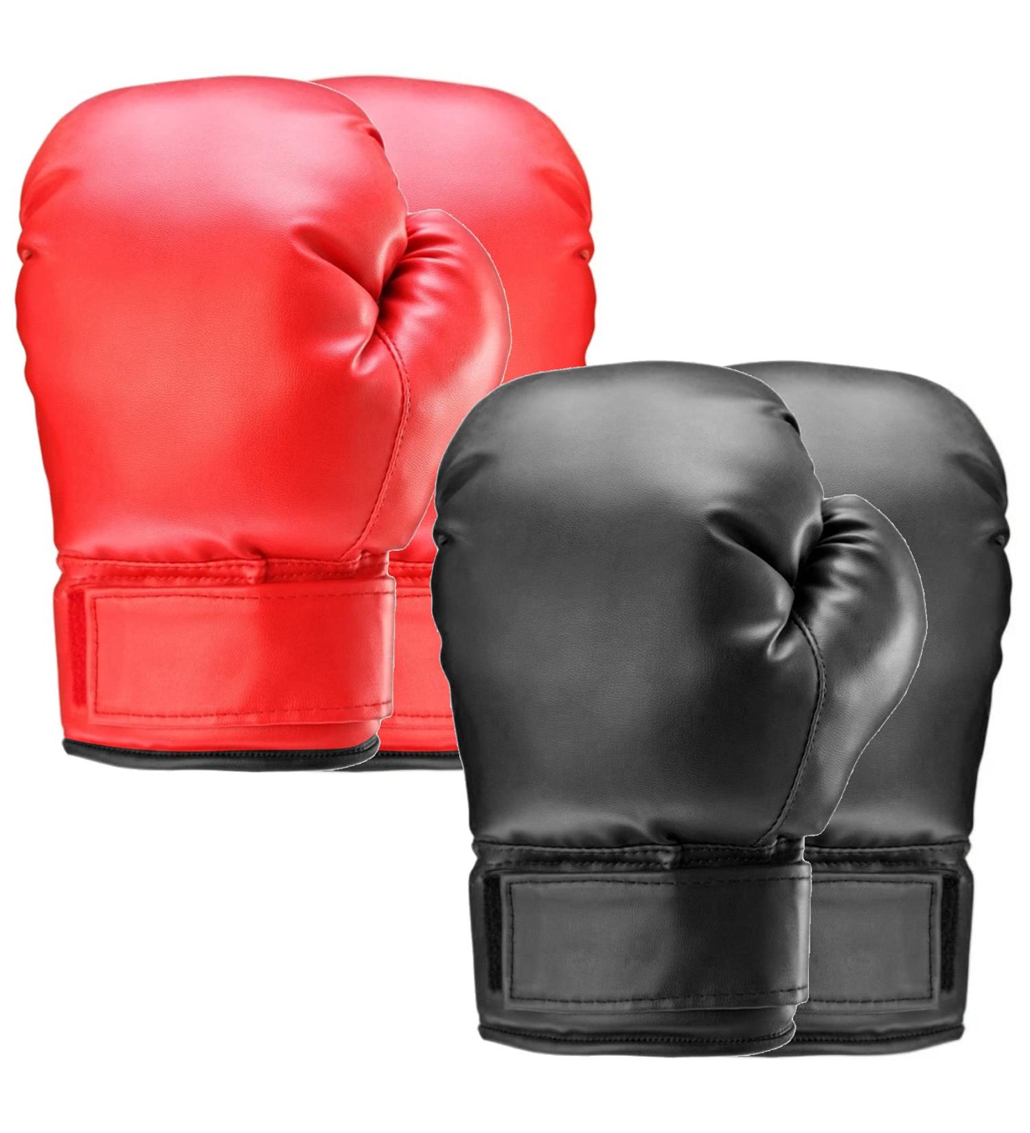 PiscatorZone Adult Boxing Gloves - Black & Red Kickboxing Professional Gloves (2 Pair) for Punch Bag - Buy Online on SooperMarket.com
