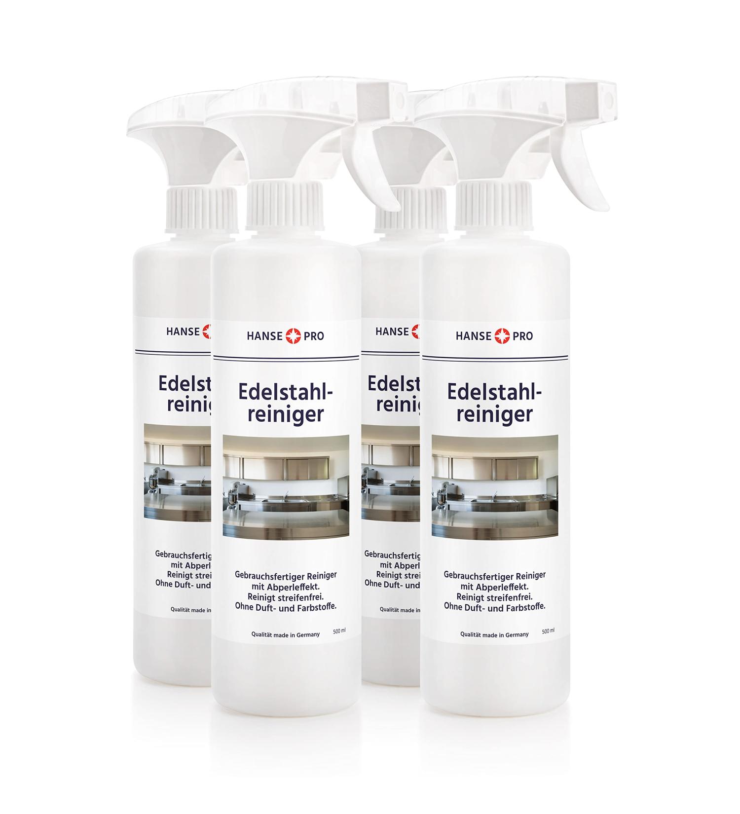 Hanse Pro Stainless Steel Cleaner - Ready to Use Fragrance-Free & Dye-Free Strip-Free Cleaning for Kitchen & Grill (4 x 500 ml) - Buy Online on SooperMarket.com