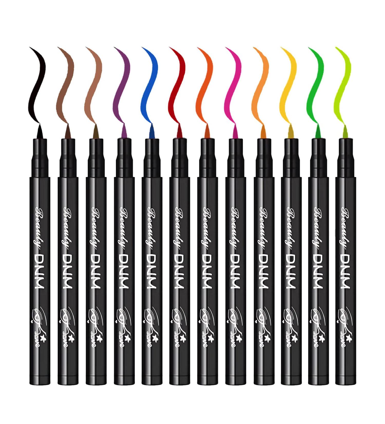 SUMEITANG 12 Pcs Matte Liquid Colored Eyeliner Set - Waterproof Neon Eye Liners for Women | Smudge Proof Rainbow Eyeliner Pencil Kit - Buy Online on SooperMarket.com