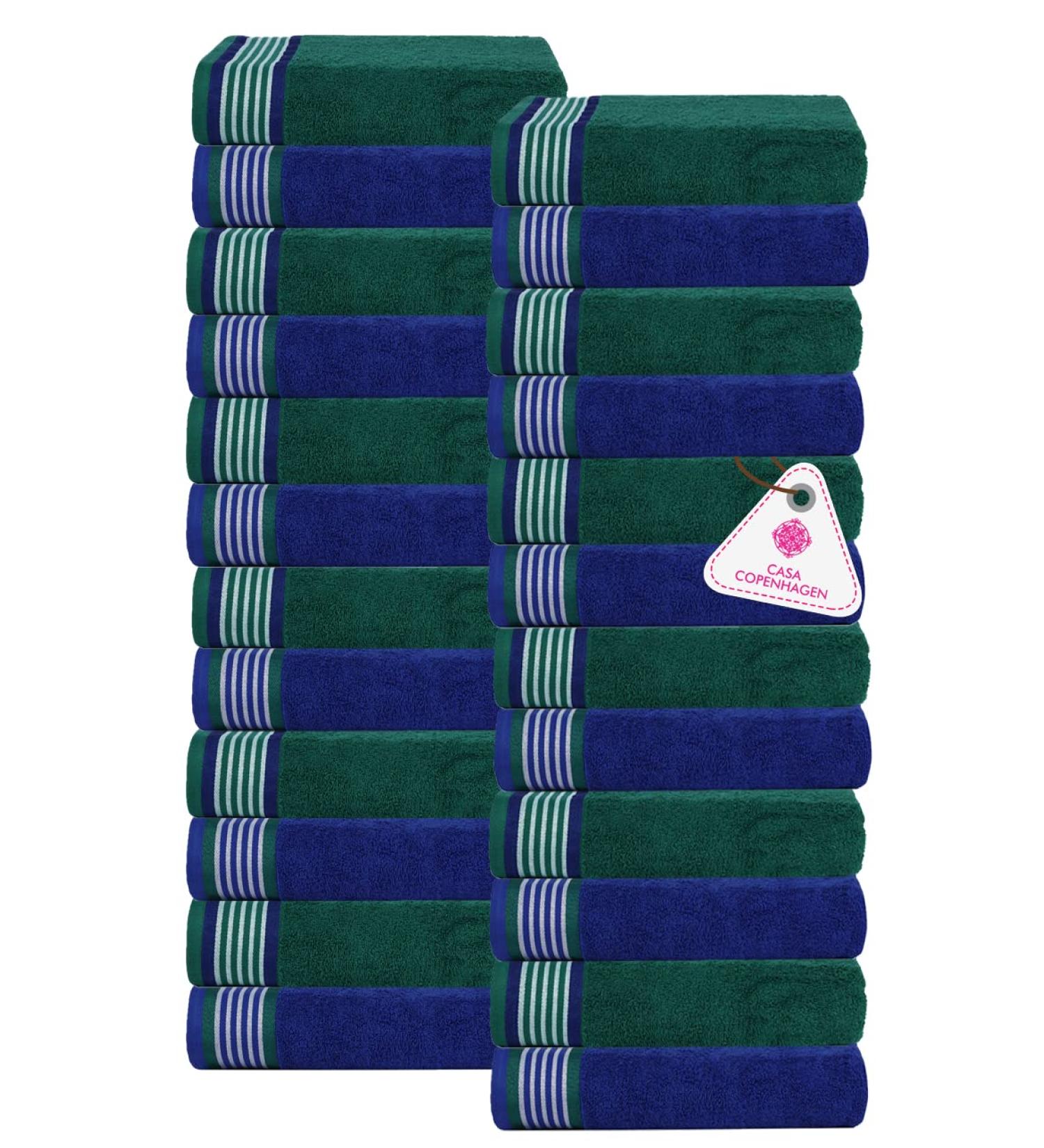 CASA COPENHAGEN 550 GSM 12x12 Inches Washcloths Towels Set of 24 - Super Soft Egyptian Cotton Towels for Bathroom & Kitchen in Wimbledon Blue and Green - Buy Online on SooperMarket.com