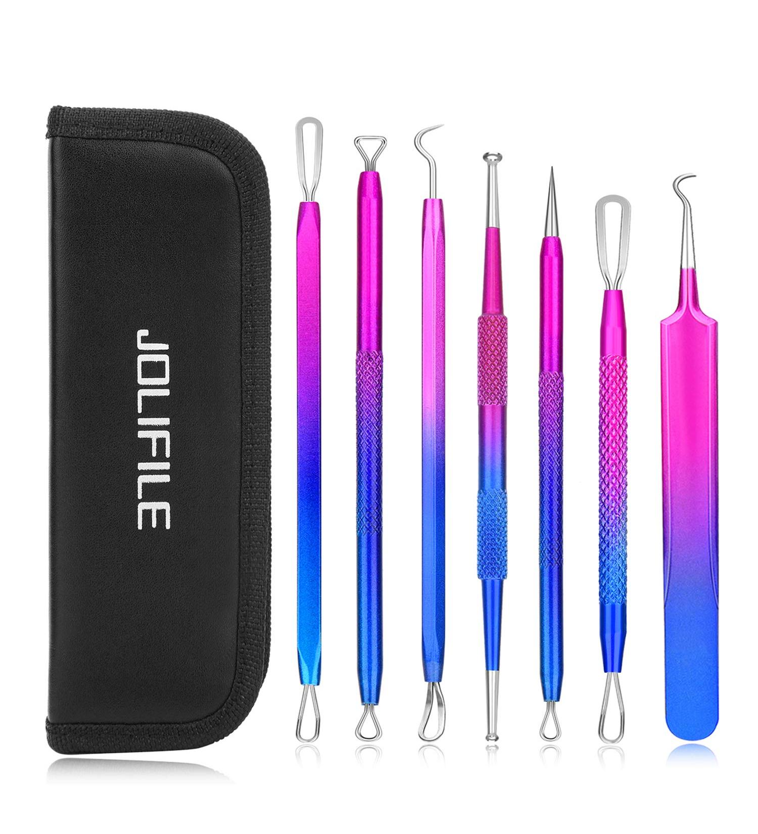 Pimple Popper Tool 7PCs Spot Popper Comedone Blackhead Remover Kits with Curved Tweezers and Pimple Popper Spot Remover for Facial Skin 7 Count (Pack of 1) - Buy Online on SooperMarket.com