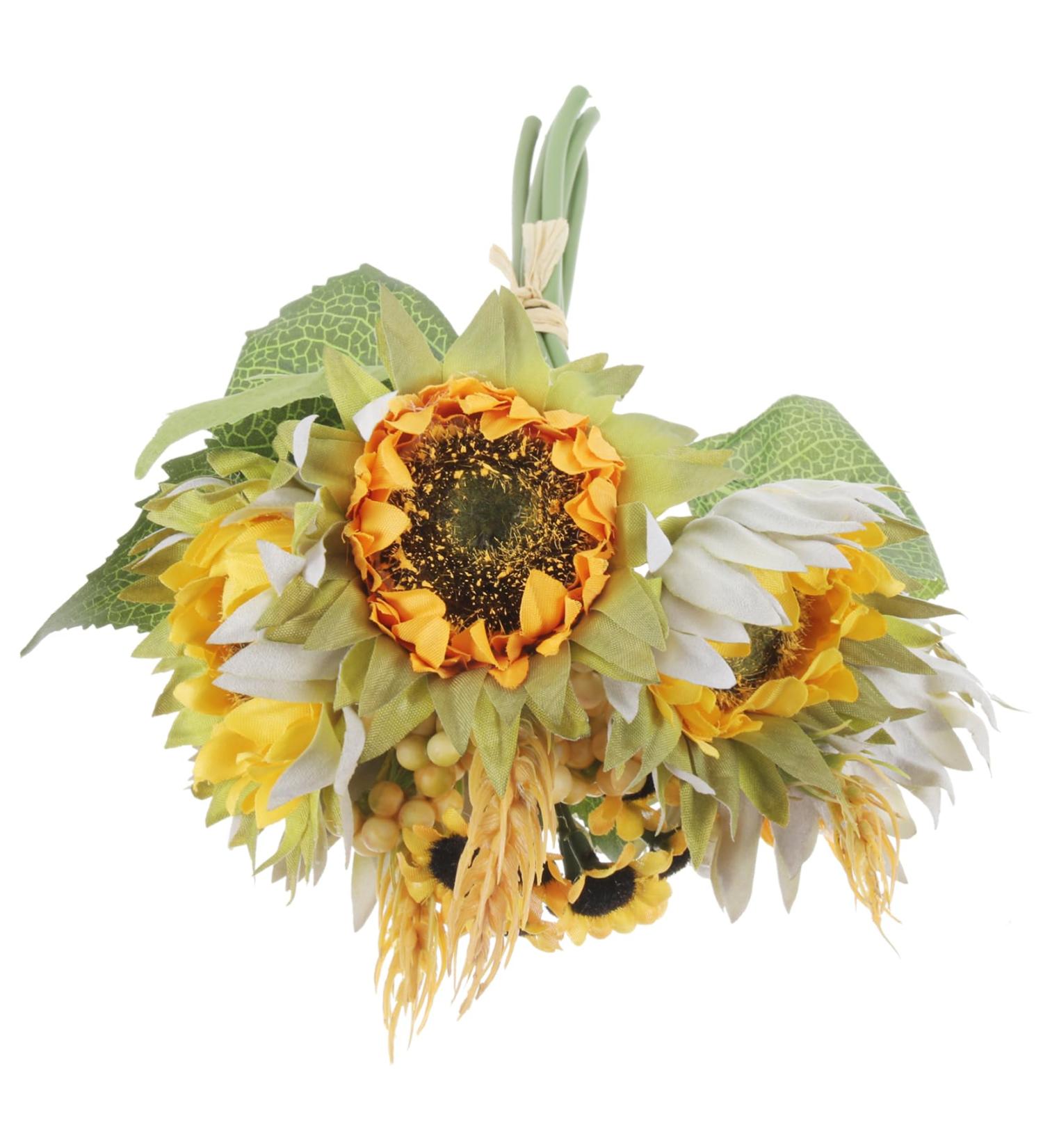 Zerodeko Flower Arrangement Supplies Vintage Small Mirror Round Decor for Home Bulldog Figurine Bridal Bouquets Small Rope Basket Round Wooden Wall Decor Boho Props Sunflower - Buy Online on SooperMarket.com