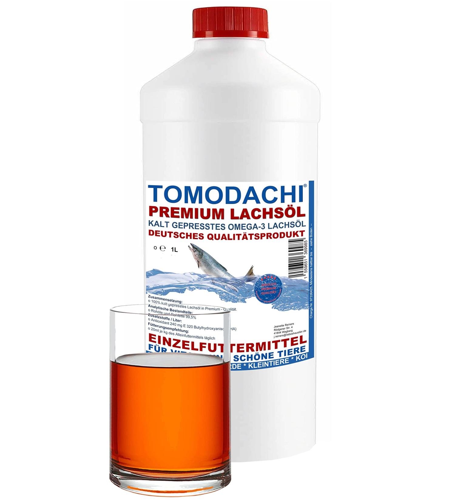 Tomodachi Cold-Pressed Salmon Oil for Cats | German Quality Omega-3 Fish Oil for Skin & Fur | 1L BARF Oil - Immune Protection - Buy Online on SooperMarket.com