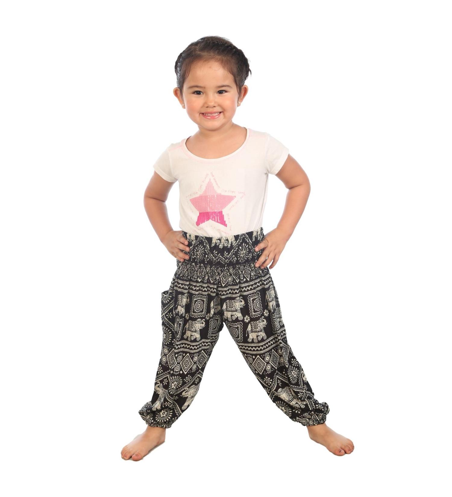 Lofbaz Kids Harem Aladdin Pants 11-12 Years Elephant Black - Bohemian Pirate Style - Buy Online on SooperMarket.com