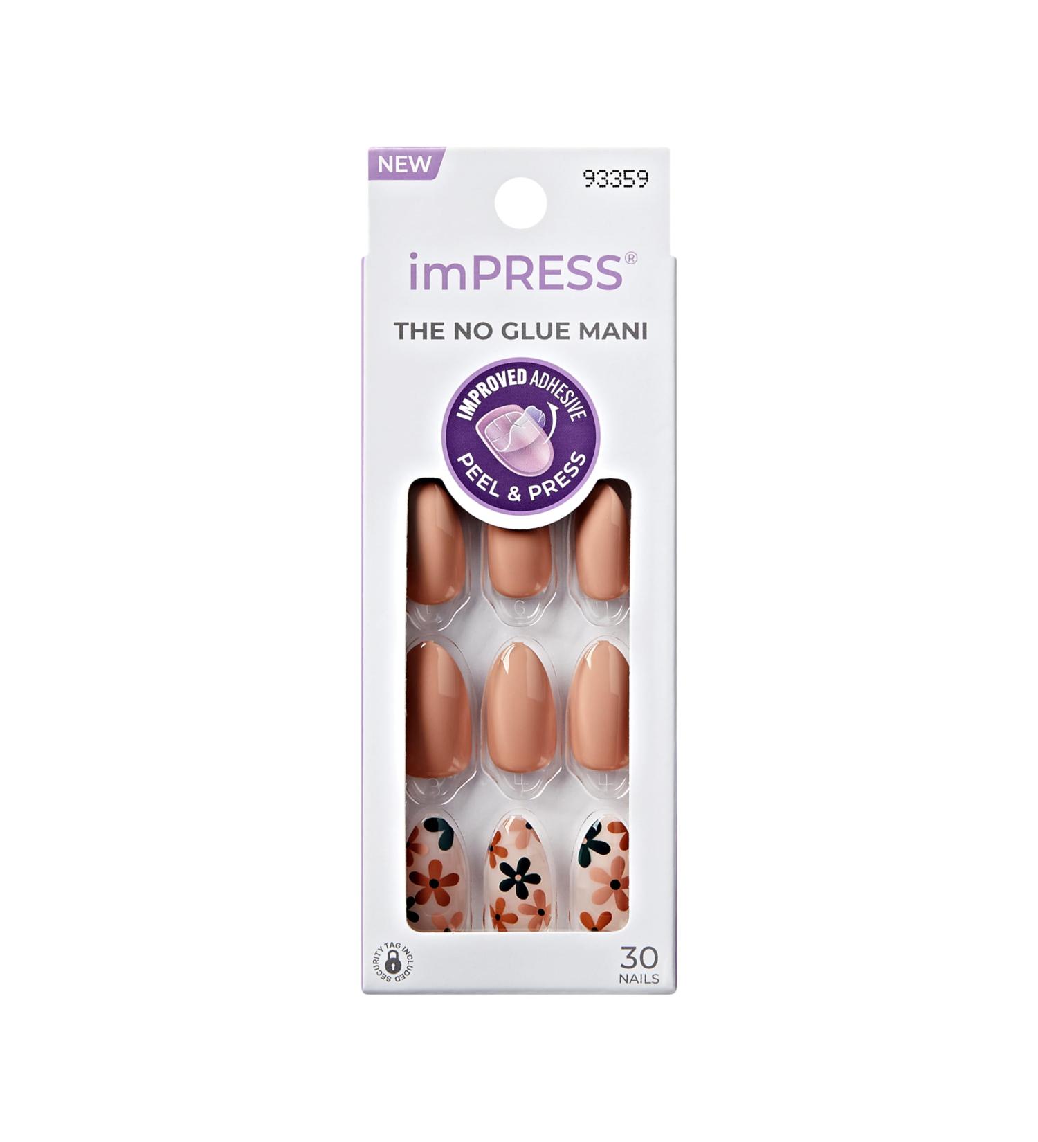 KISS imPRESS No Glue Mani Press-On Nails - As It Was Design Medium Almond Shape Neutral/Green - 30 Nails & Accessories Included Perfect for International Shipping - Buy Online on SooperMarket.com