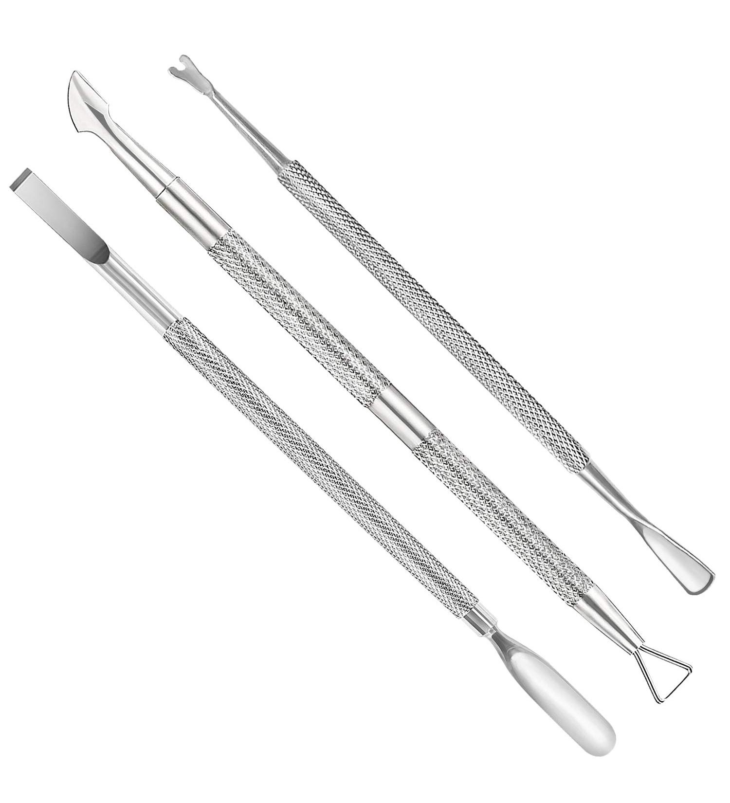 Stainless Steel Cuticle Pusher & Cutter Set - Nail Polish Remover, Gel Polish Peeler & Scraper - Manicure/Pedicure Tool Kit for Fingernail/Toenail Care - Buy Online on SooperMarket.com