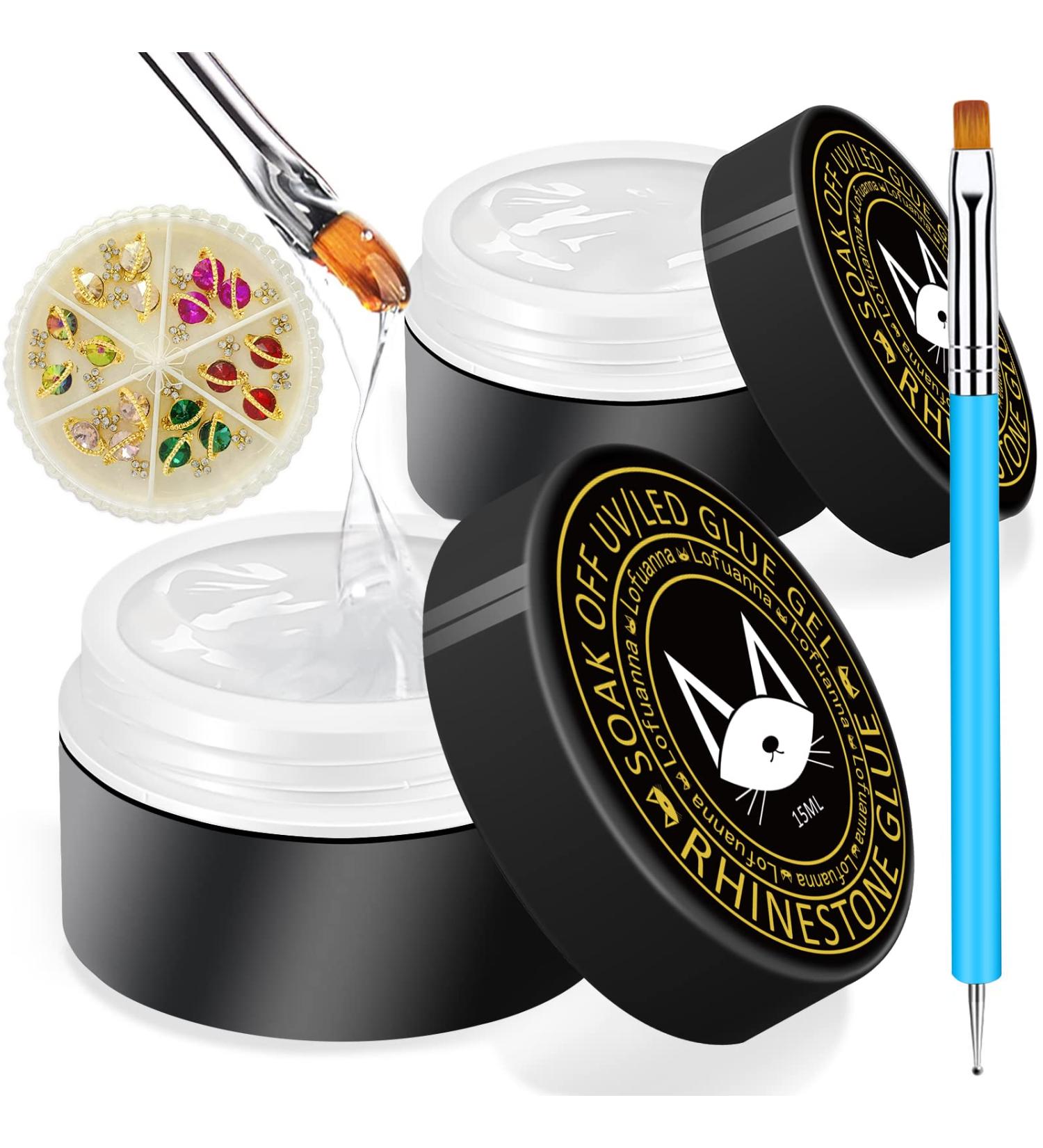Lofuanna 15ml Rhinestone Glue Gel Kit - Clear Adhesive for Nail Art & Jewelry with Dual-Purpose Brush Pen - 2PCS - Buy Online on SooperMarket.com