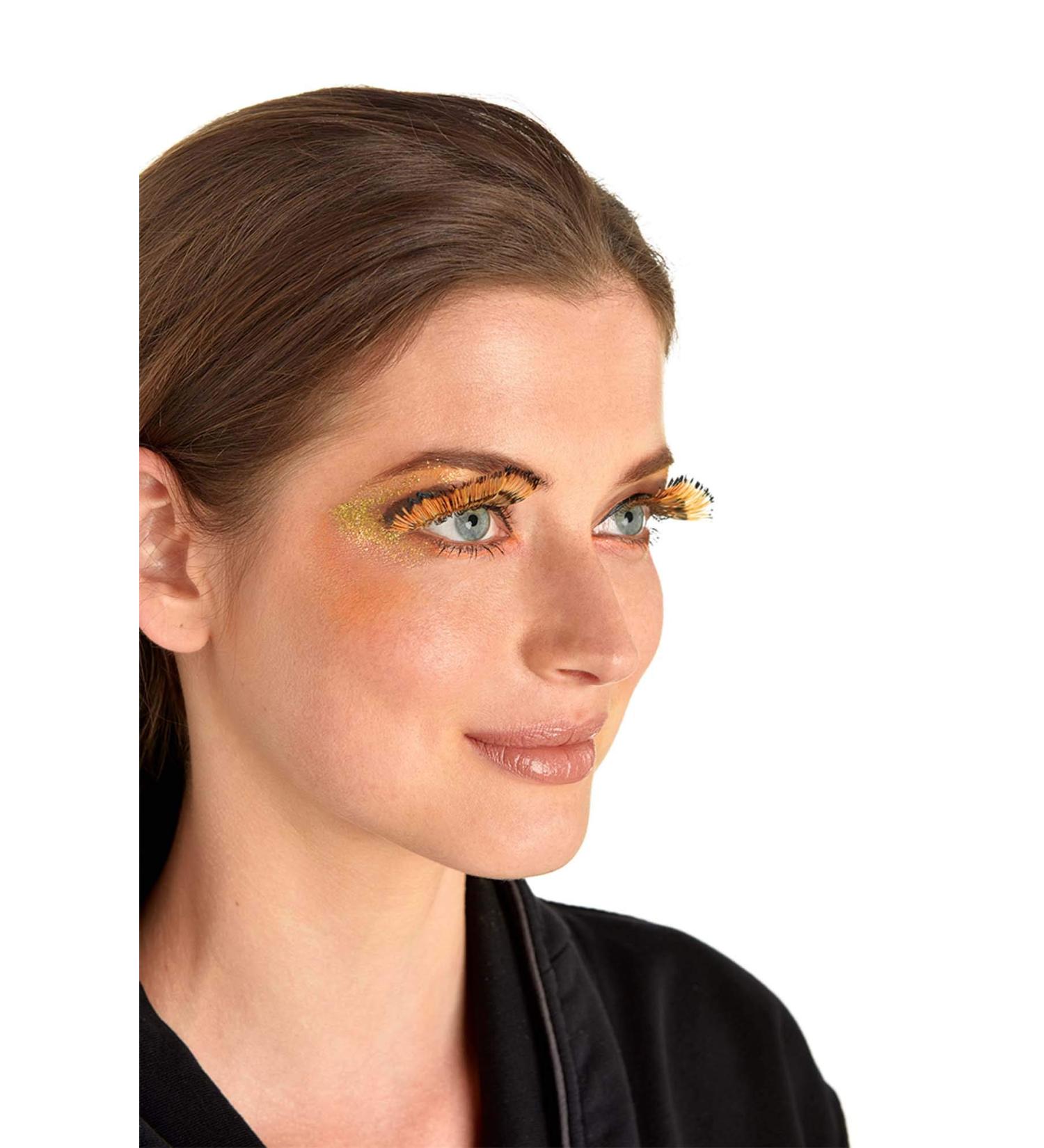 Monarch Feather Eyelashes - One Size | Black/Orange - 2 Pcs.