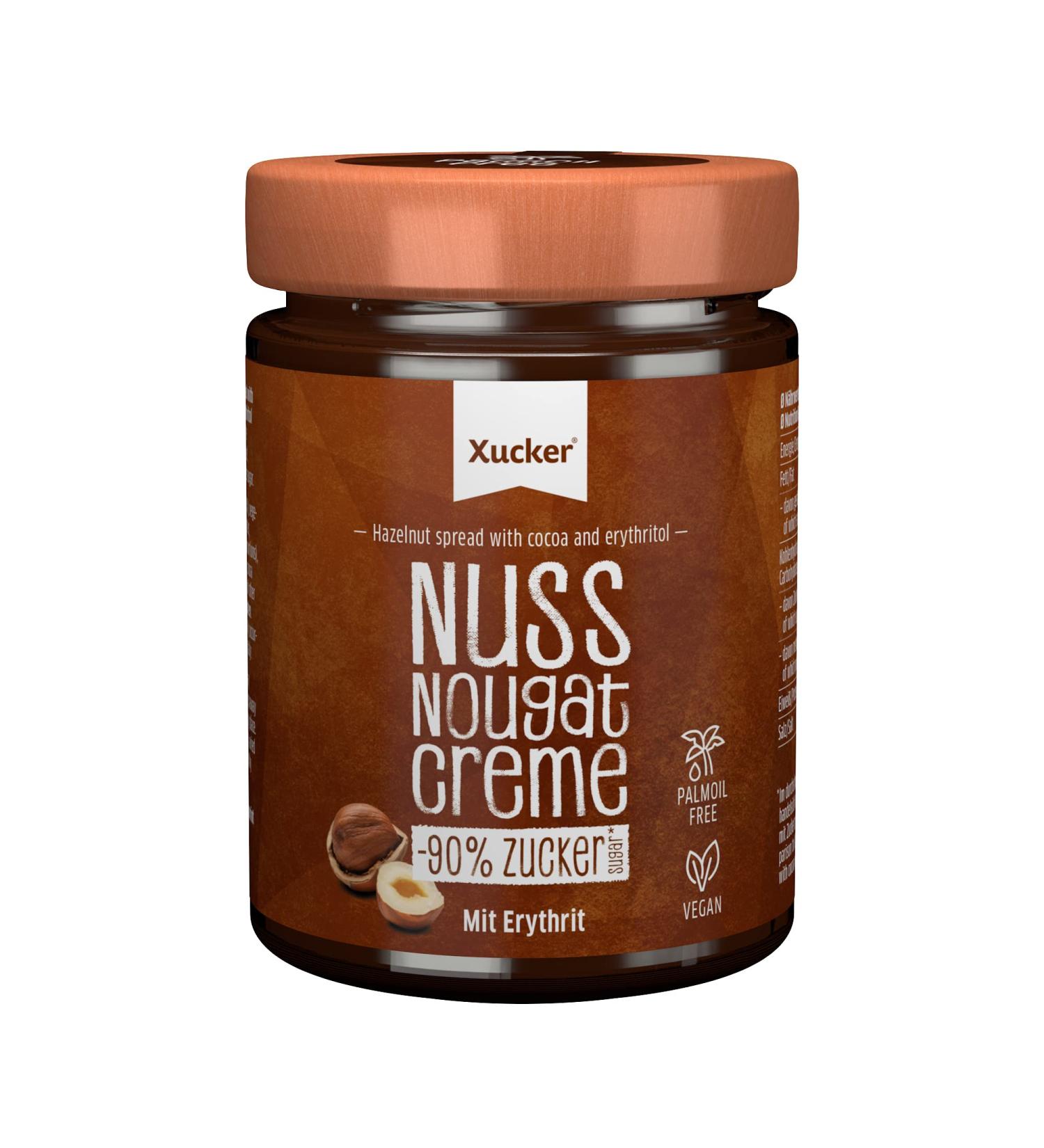 Xucker Nut-Nougat Cream | Vegan Low-Sugar Hazelnut Spread with Erythritol 33% Hazelnuts Palm Oil Free 300g - Buy Online on SooperMarket.com