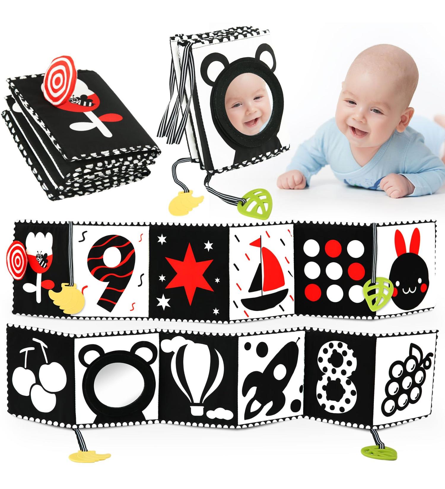 YOGINGO Black and White High Contrast Sensory Toys for Babies | Engaging Baby Mirror | International Shipping - Buy Online on SooperMarket.com