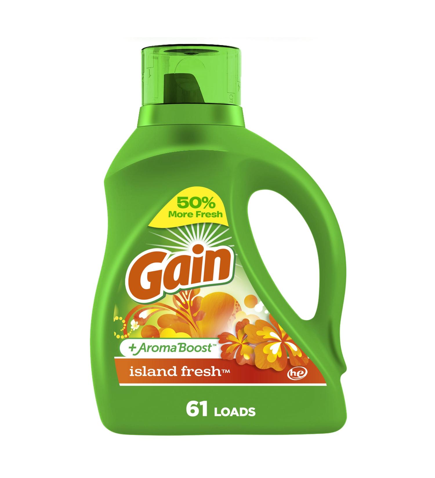Gain + Aroma Boost Liquid Laundry Detergent - Island Fresh Scent 61 Loads 88 oz - HE Compatible | International Shipping Available - Buy Online on SooperMarket.com