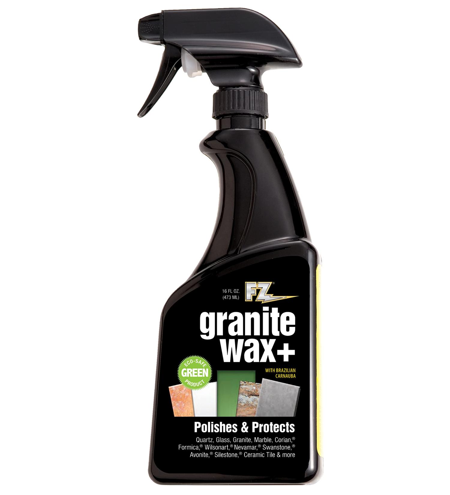 Granite Wax Plus - Streak-Free Granite Cleaner & Polish Hard Water Stain Remover | 16 oz Kitchen & Bathroom Cleaner with Carnauba Wax & Banana Scent - Buy Online on SooperMarket.com