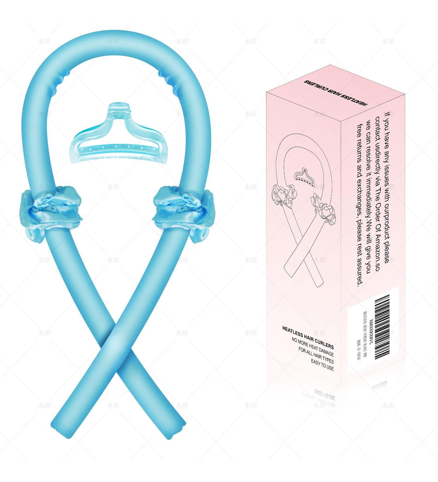 Satin Heatless Hair Curler Hair Rollers for Heatless Curls with Hair Claw Clip Soft Rubber Heatless Curling Rod Headband Heatless Curling Set for Sleep in Overnight (Blue) - Buy Online on SooperMarket.com