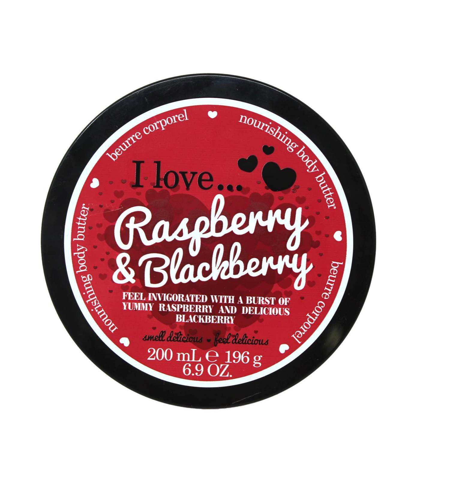 I Love Raspberry & Blackberry Body Butter - 87% Naturally Derived Vegan Friendly Moisturizing with Shea Butter & Coconut Oil for Soft Skin - 200ml - Buy Online on SooperMarket.com