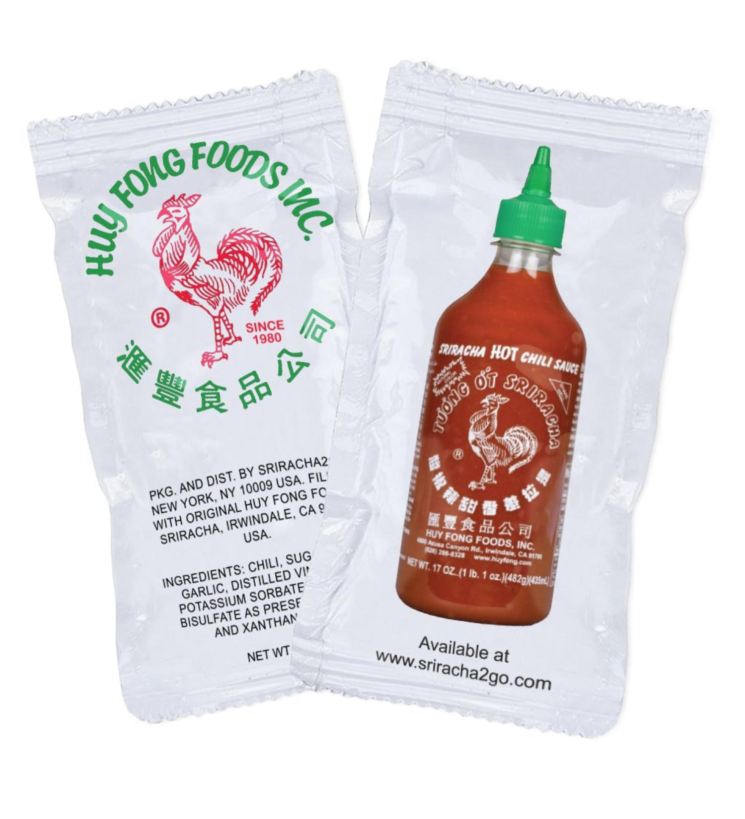 Sriracha2Go - Huy Fong Foods Sriracha Chili Hot Sauce Packets (50-Pack) 5g - Convenient On-The-Go Spicy Flavor - 50 Sachets - Buy Online on SooperMarket.com