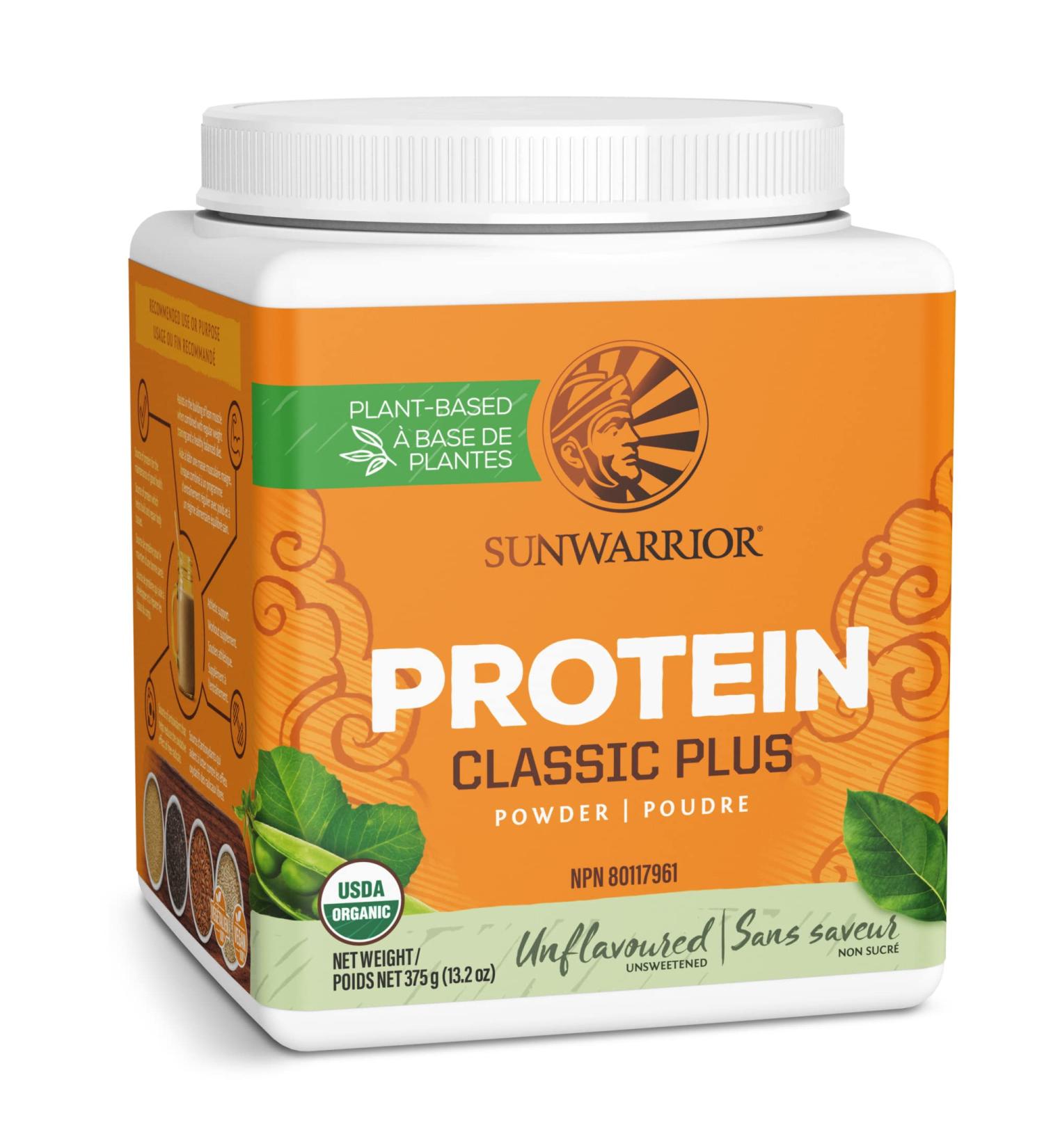 Vegan Organic Protein Powder Plant-based | 5 Superfood Quinoa Chia Seed Soy Free Dairy Free Gluten Free Synthetic Free NON-GMO | Unflavored 15 Servings | Classic Plus by Sunwarrior - Buy Online on SooperMarket.com