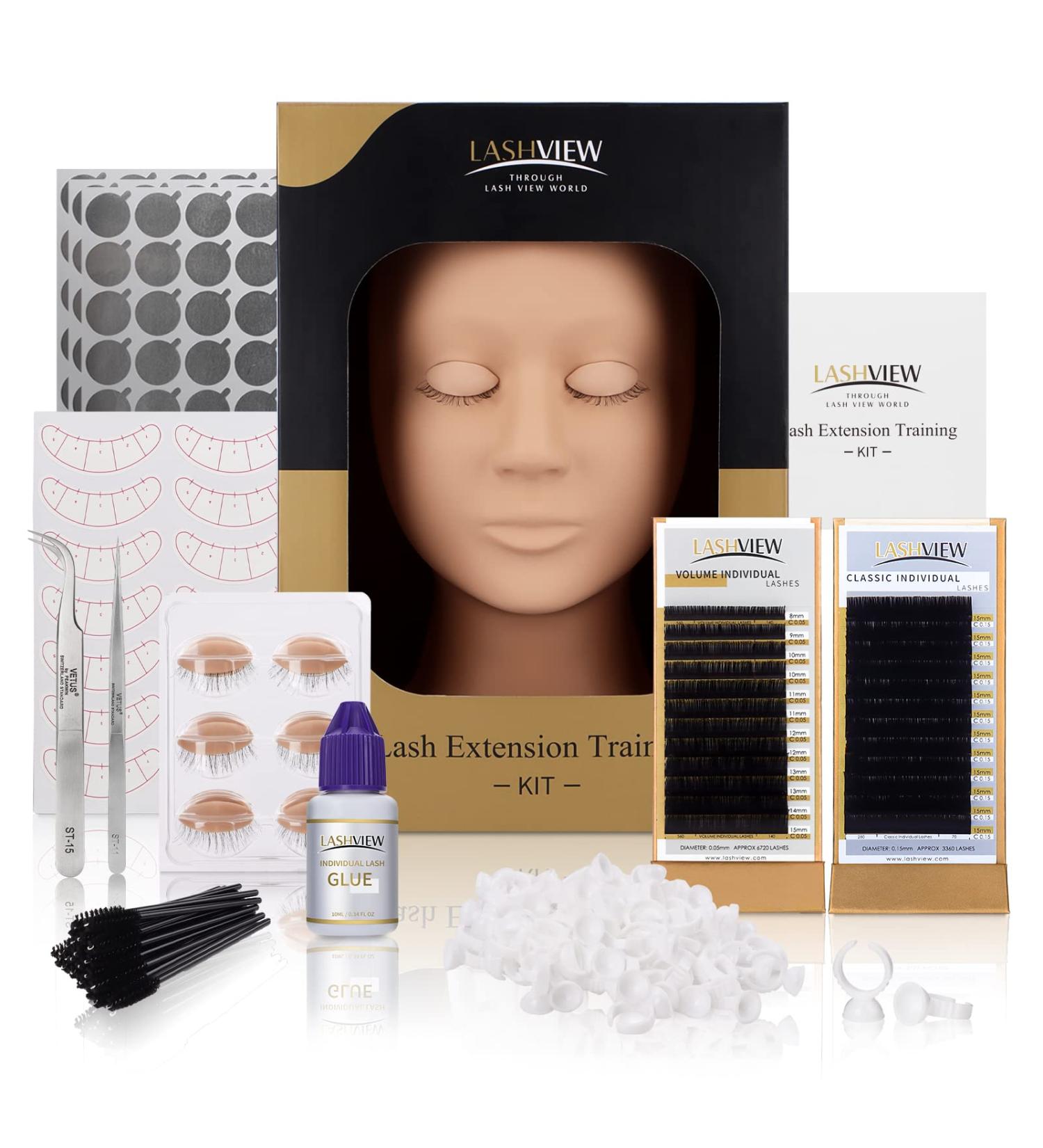 LASHVIEW Eyelash Extension Kit with Mannequin Head - Professional Training Kit for Beginners - Buy Online on SooperMarket.com