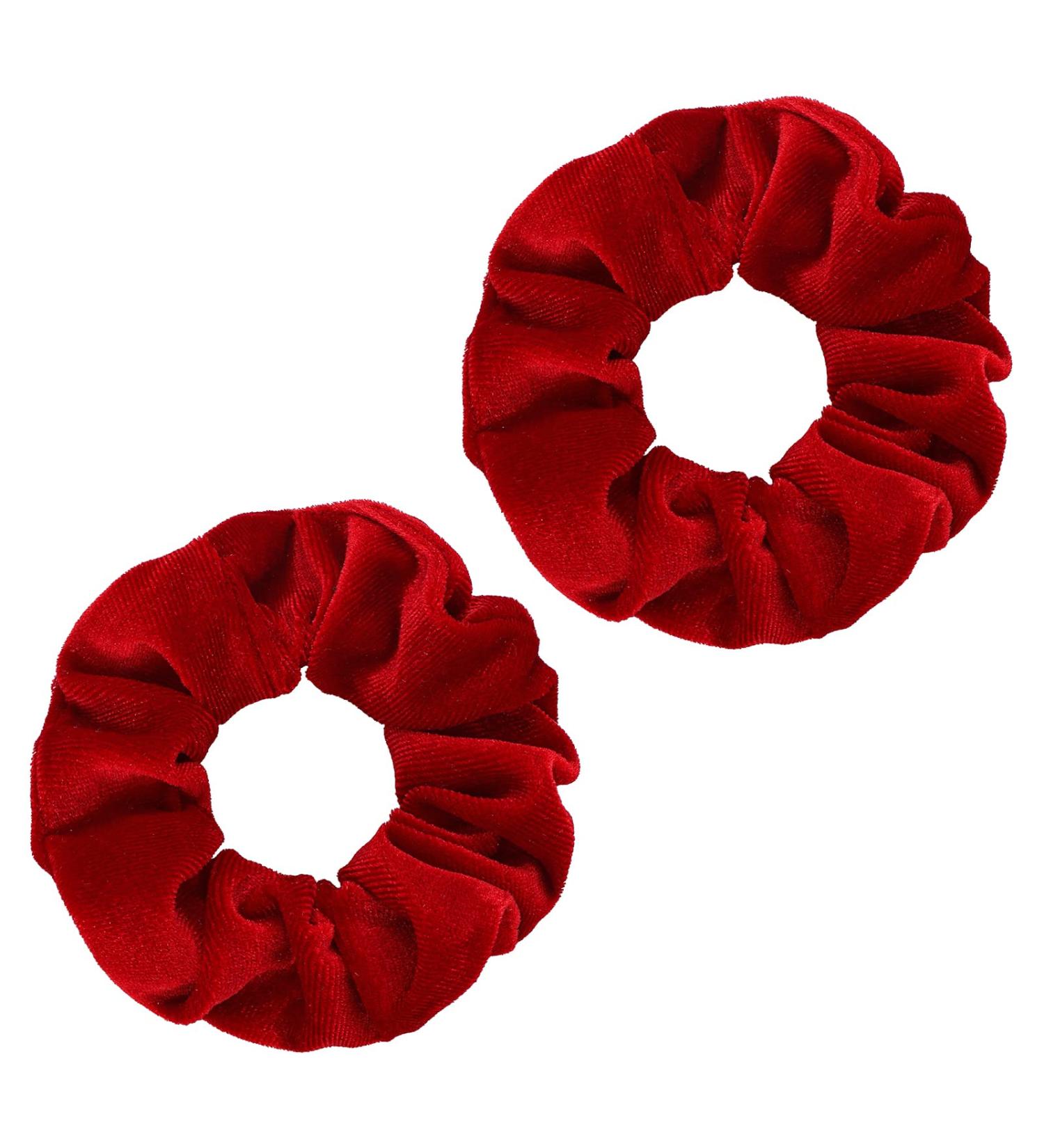 WLLHYF 2 Pcs Velvet Hair Bands Red Scrunchies - Large Size Elastic Ponytail Holders & Wristband Hair Accessories for Girls and Women - Valentine's Day Gift - Buy Online on SooperMarket.com
