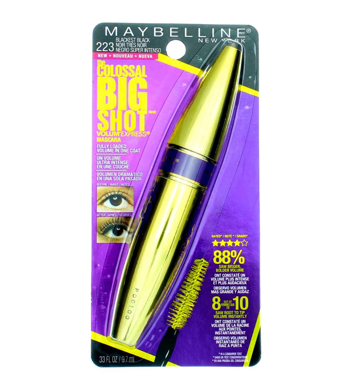Maybelline Volum' Express Colossal Big Shot Washable Mascara 223 Blackest Black (2 Pack) - Buy Online on SooperMarket.com