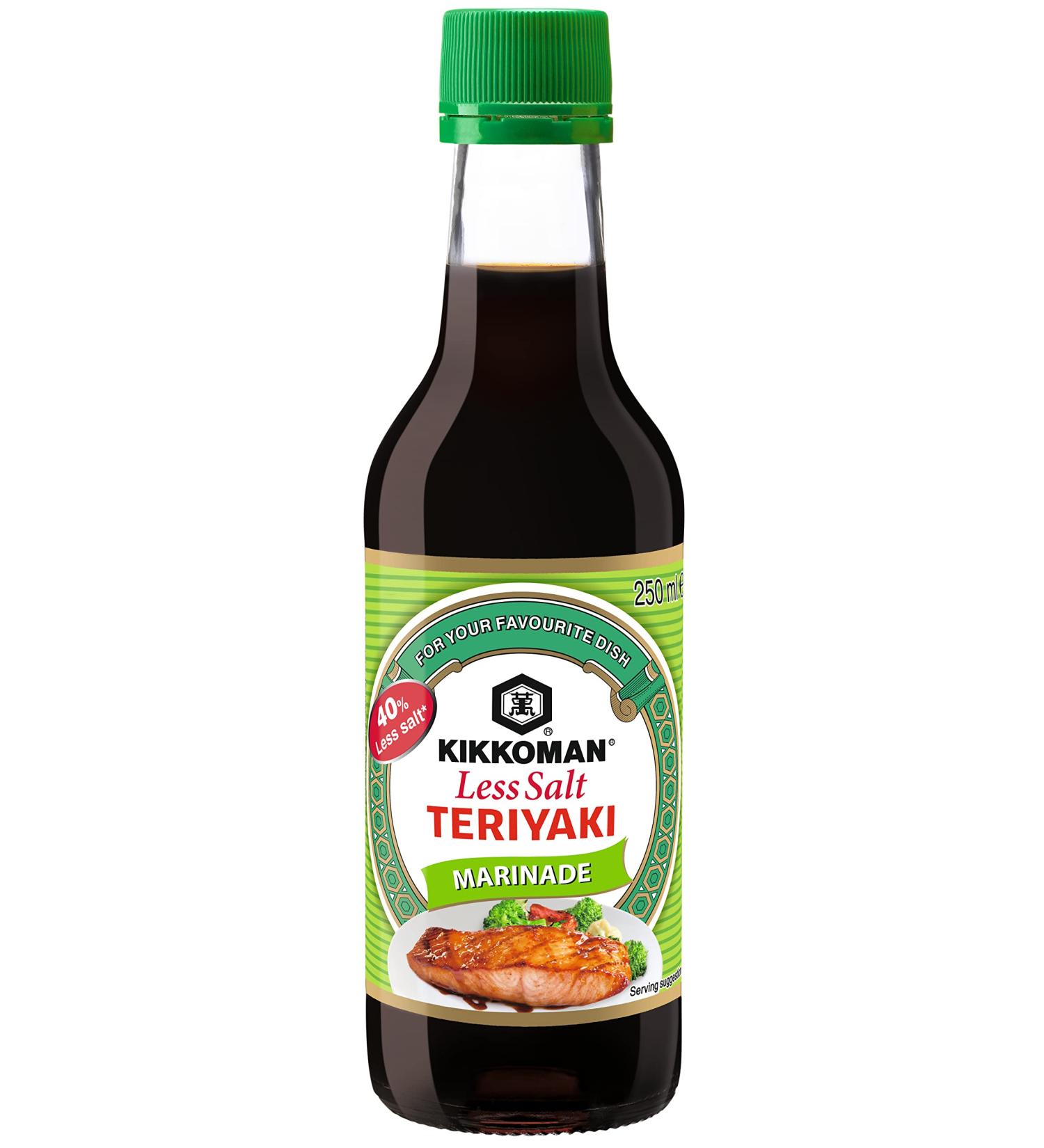 Kikkoman Less Salt Teriyaki Marinade and Sauce 250 ml (Pack of 6)