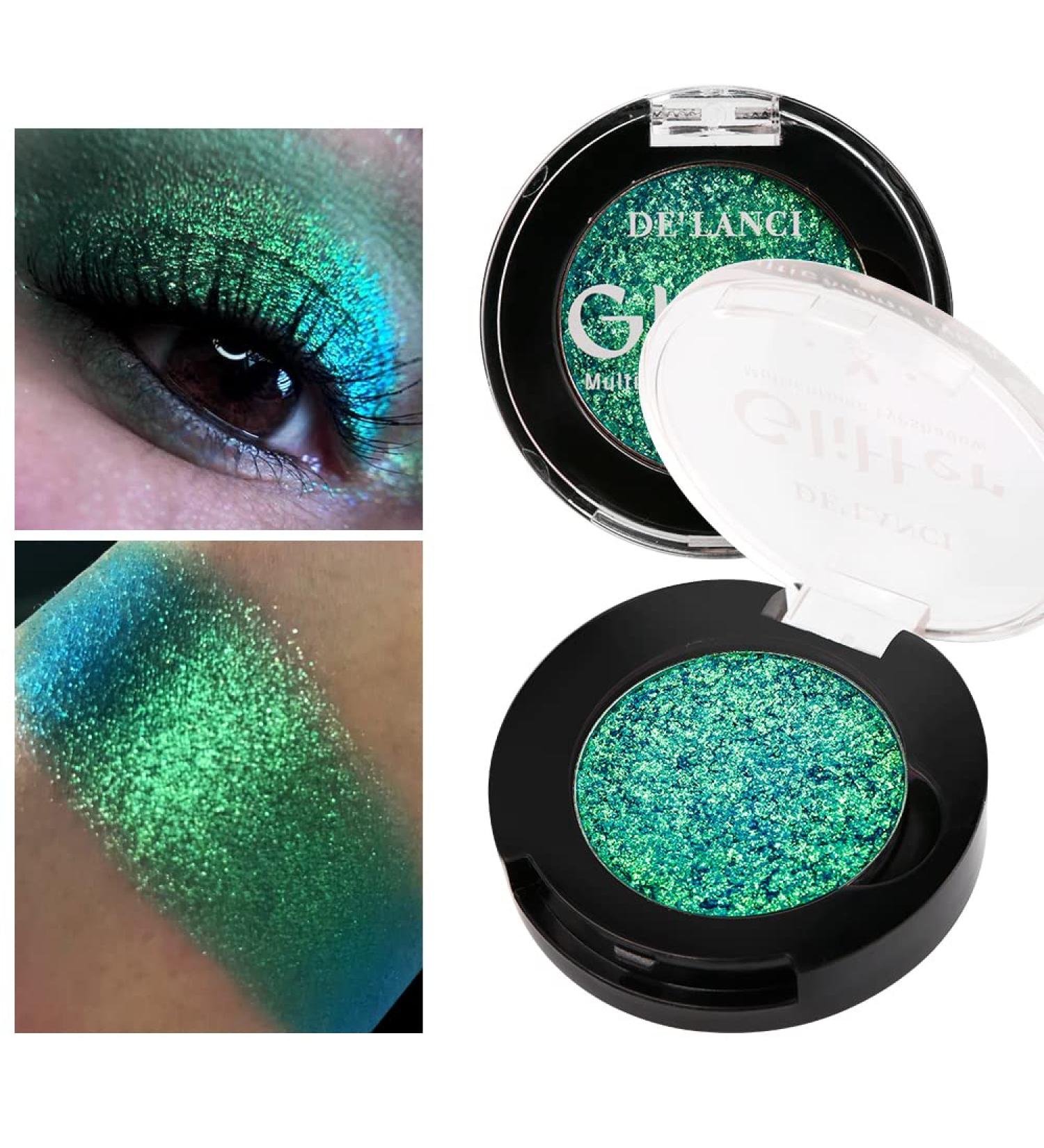 Afflano Shimmery Green Multichrome Eyeshadow - Long-Lasting Glitter for Green Eye Makeup - Buy Online on SooperMarket.com