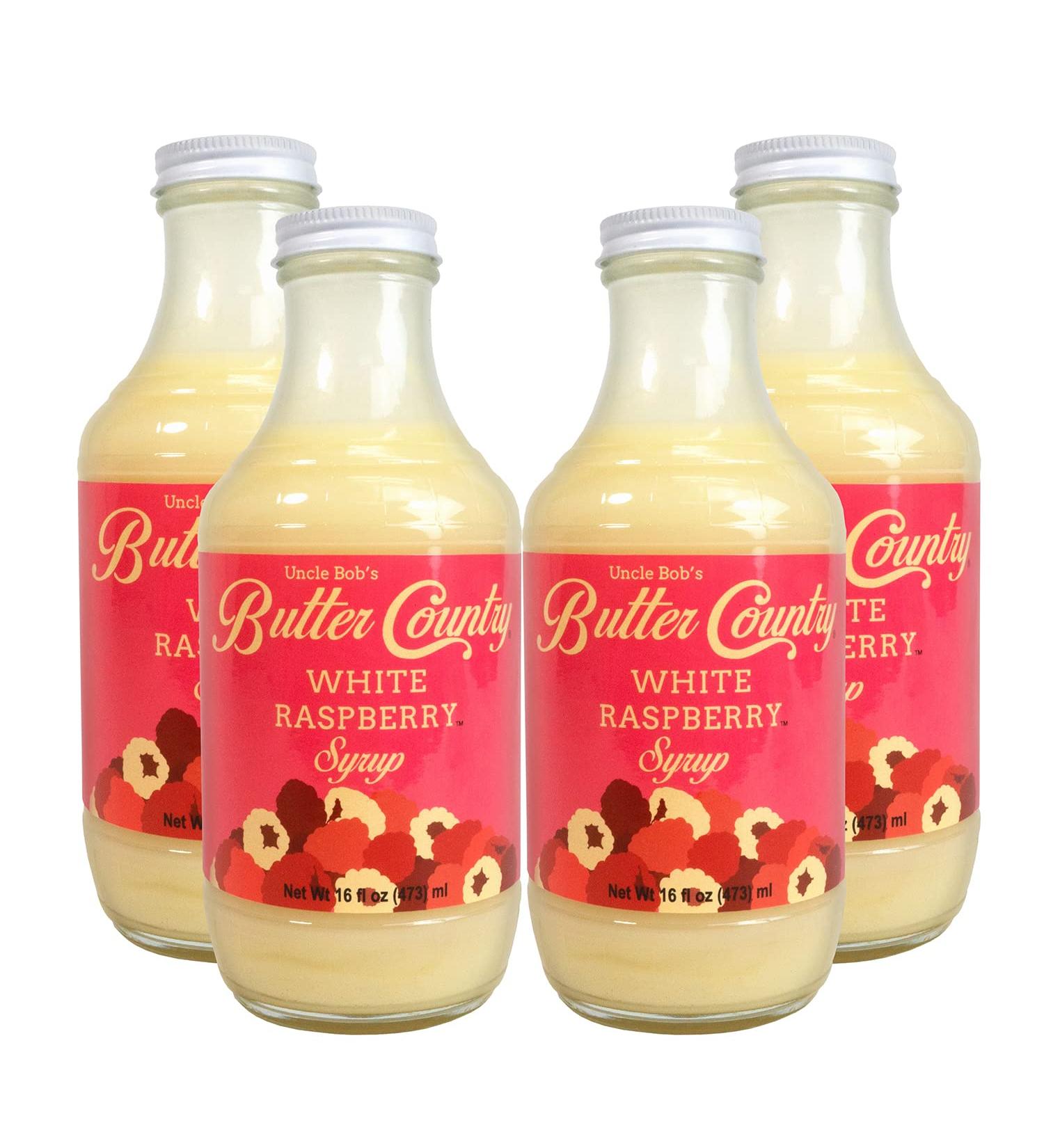 Uncle Bob's Butter Country White Raspberry Buttermilk Syrup 16 fl oz - 4 Pack - Buy Online on SooperMarket.com