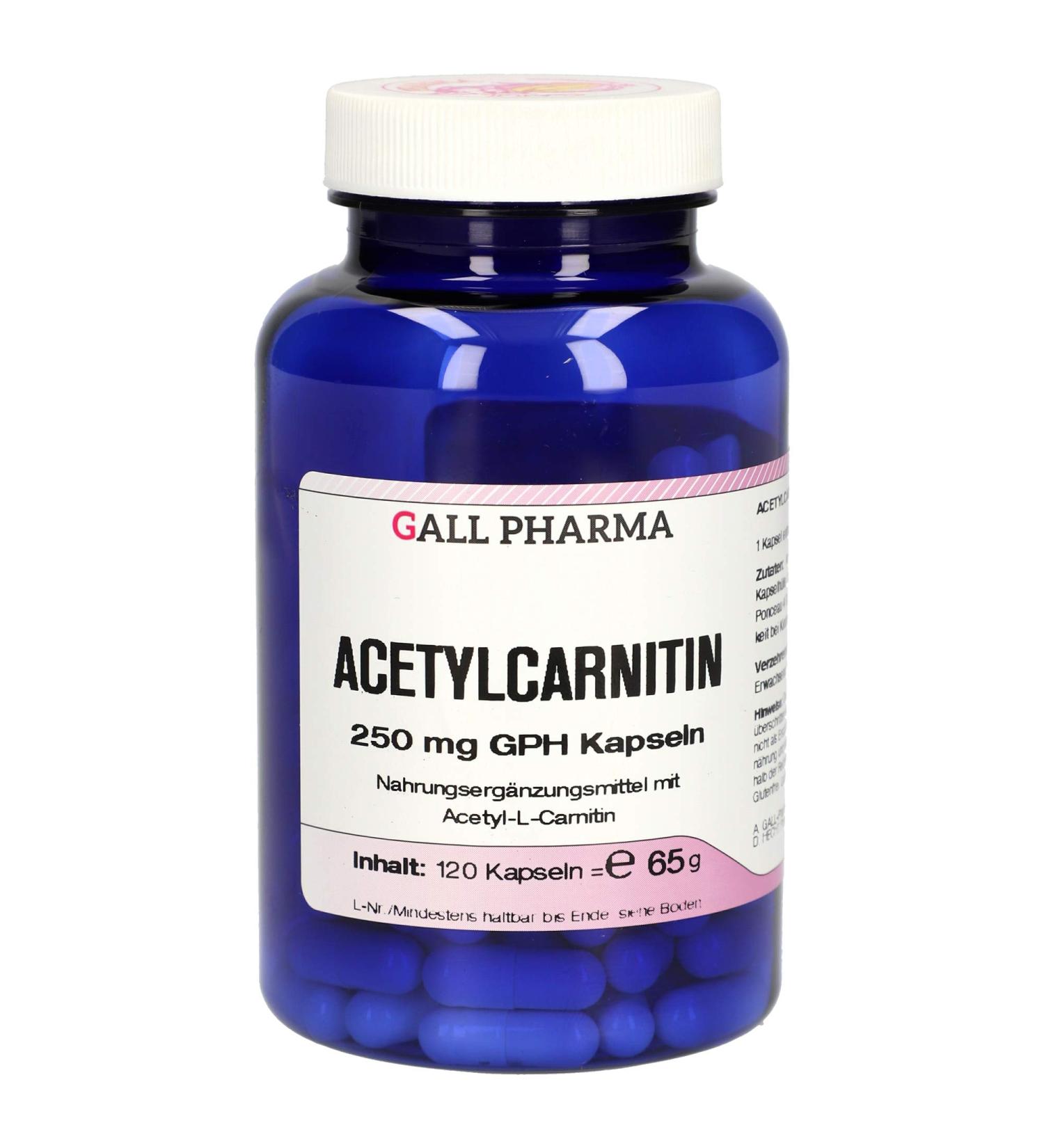 Gall Pharma Acetylcarnitine 250 mg Capsules - 120 Pieces | Boost Energy & Support Brain Health - International Shipping Available - Buy Online on SooperMarket.com