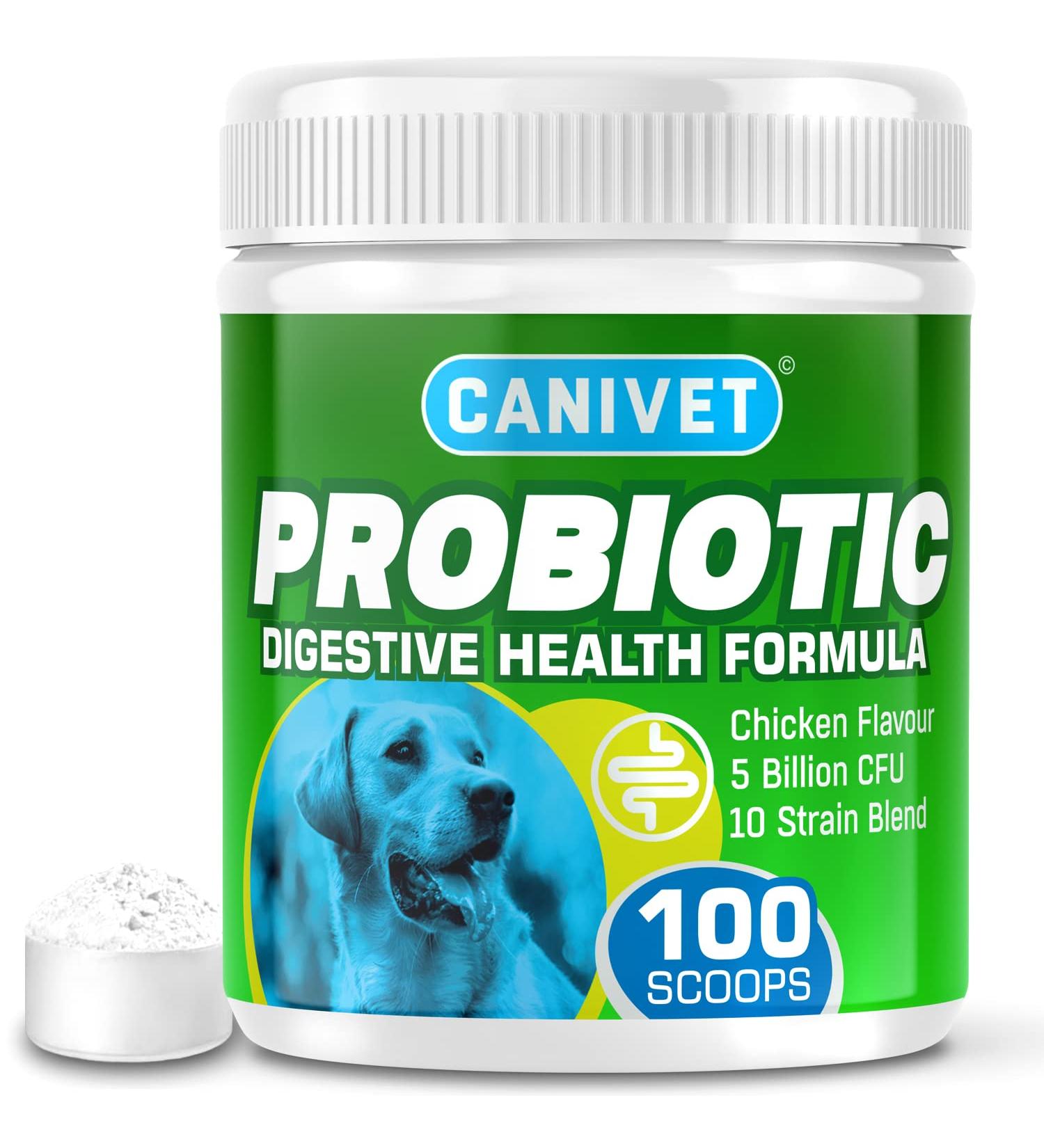 CANIVET Probiotics for Dogs. Canine Dietary Supplement - Aids Digestive Health 100g Powder Dog Probiotic. 5 Billion CFU** with 10 Strains of Good Bacteria for your Dog's Digestive Health. 100 g (Pack of 1) - Buy Online on SooperMarket.com
