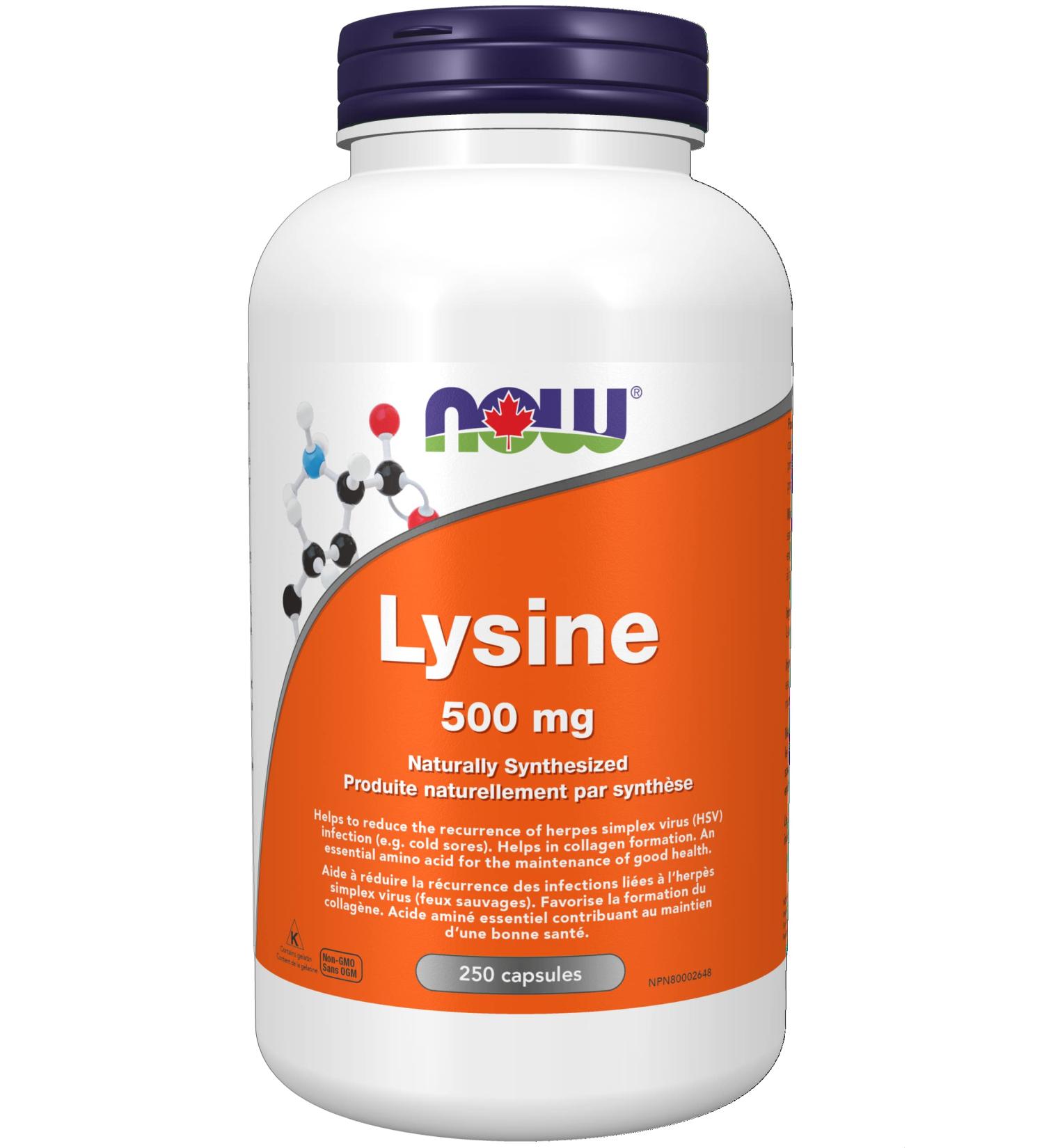NOW - L-Lysine 500mg 250 Capsules - Buy Online on SooperMarket.com