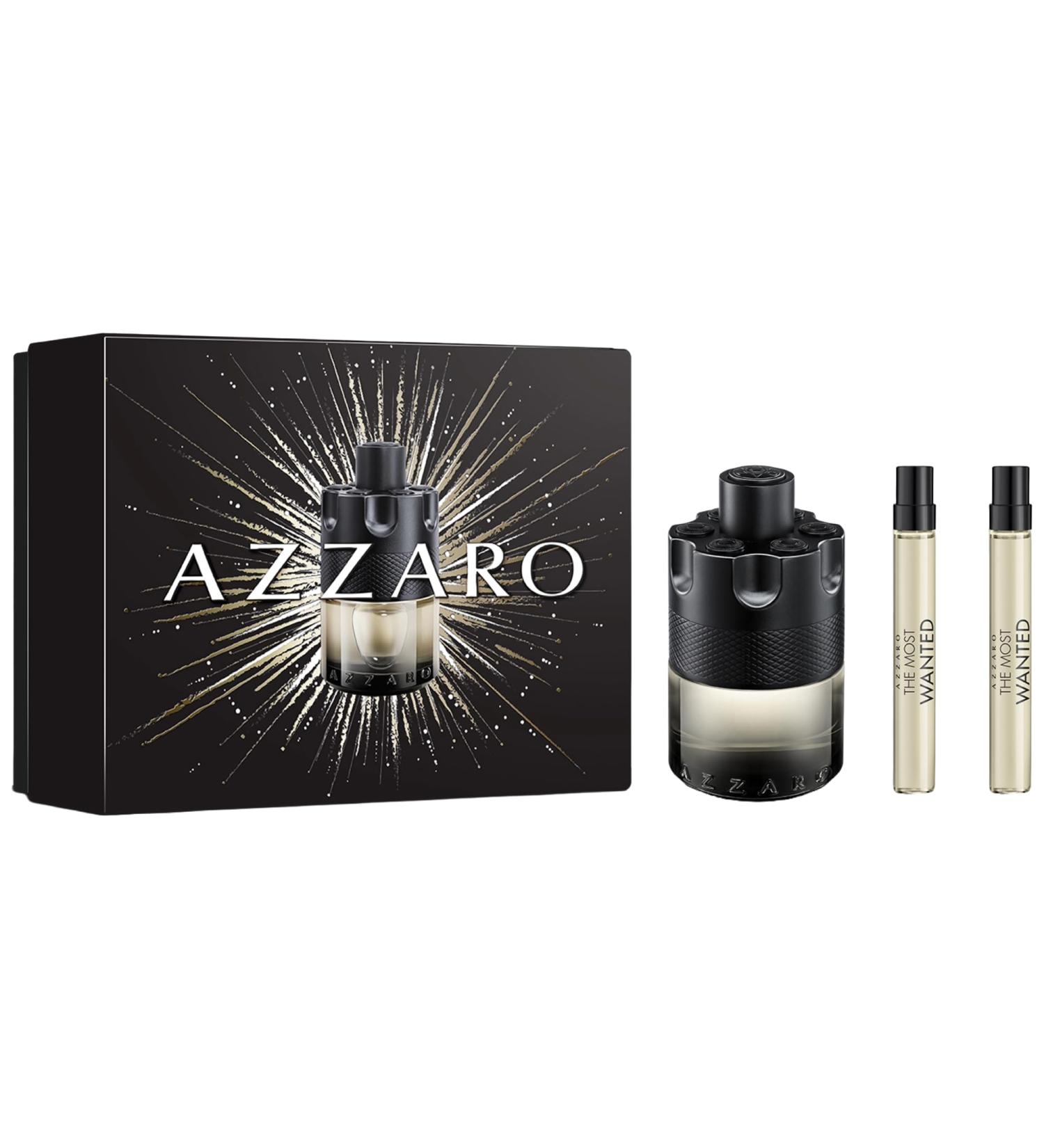 Azzaro The Most Wanted Eau de Toilette Intense Aromatic & Woody Mens Cologne Gift Set 3-Piece Set Includes Full Size Fragrance (100ml) + Two Travel Size Sprays (10ml) - Gifts for Men - Buy Online on SooperMarket.com