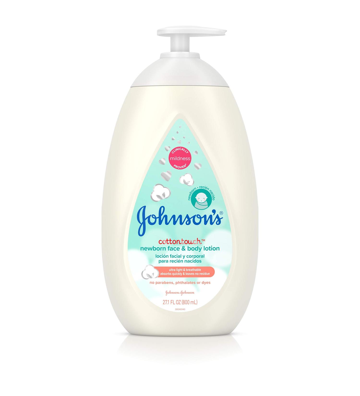 Johnson's CottonTouch Newborn Baby Face and Body Lotion - Hypoallergenic Moisturization with Real Cotton - 27.1 fl. oz - Paraben, Sulfate, and Dye-Free - Buy Online on SooperMarket.com