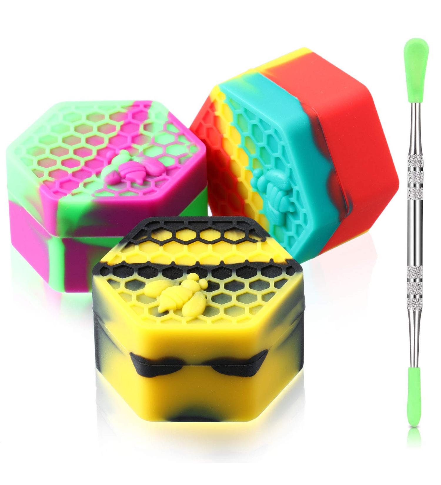 3 Pieces 26ml Hexagon Silicone Container Wax Carving Container Silicone Honeybee Container with Carving Tool for Essential Oil  Lip Balm  Spices (Assorted Color) - Buy Online on SooperMarket.com