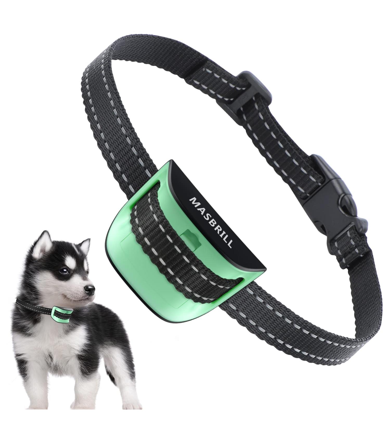 MASBRILL Anti Bark Collar for Large Medium Small Dogs - Dog Barking Collar with Vibration & Sound Harmless Training - Stop Dog Barking Deterrent Device 7 Sensitivity Adjustable No Bark Collar - Green - Buy Online on SooperMarket.com
