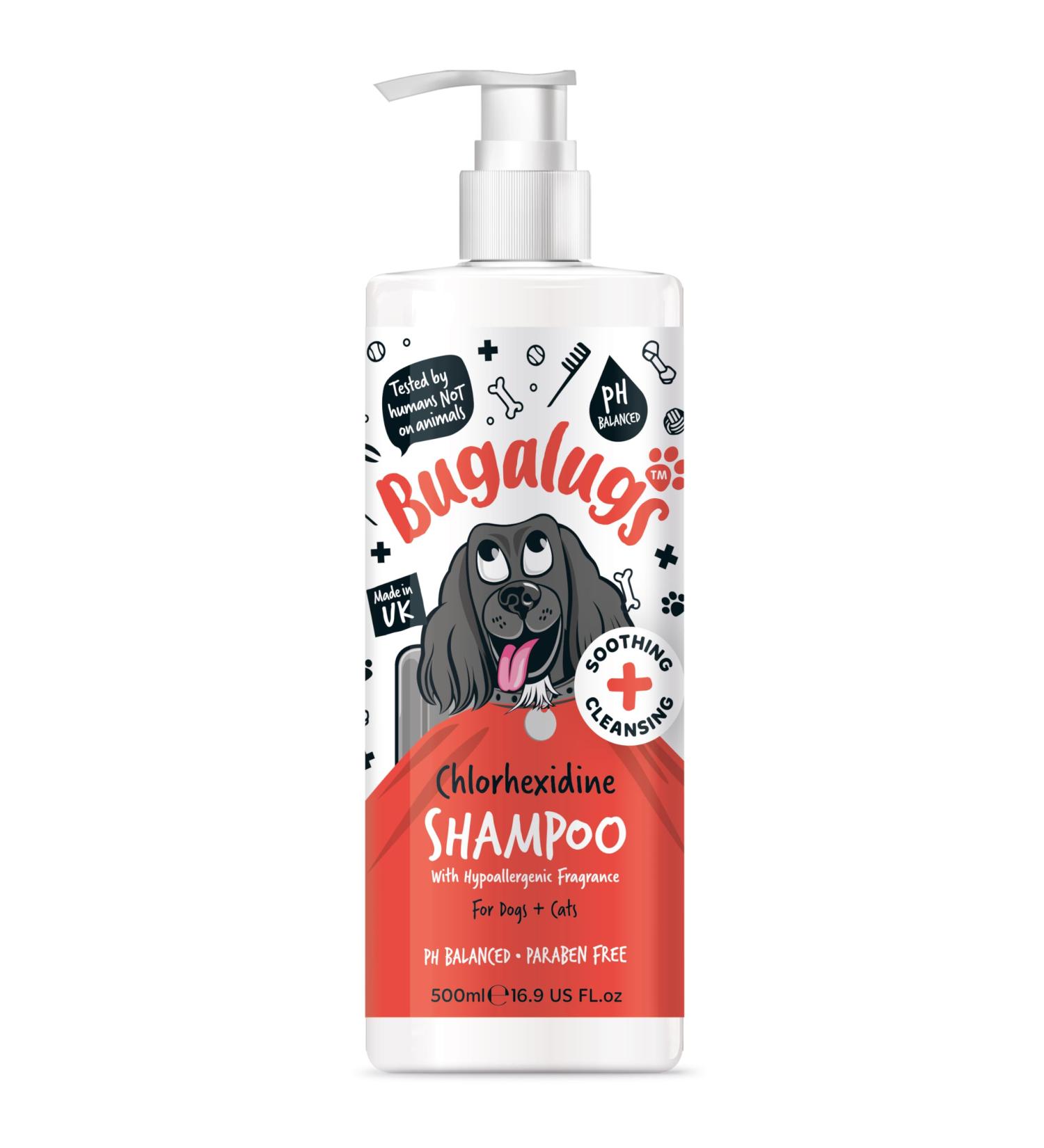BUGALUGS Dog Shampoo for Itchy Skin Antibacterial And Antifungal Natural Safe Sensitive Formula - Fast Absorbing Skin Cooling First Aid relief For Cuts Grazes Skin Irritation - Buy Online on SooperMarket.com