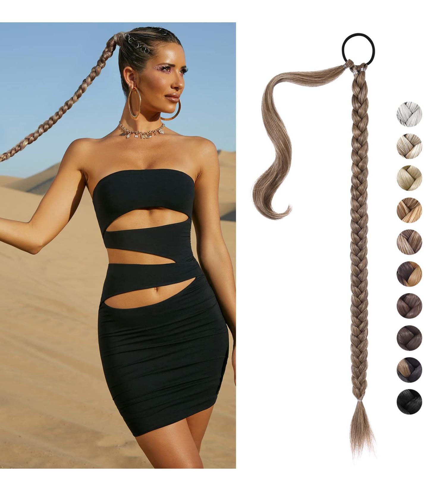 REECHO DIY Braid Ponytail Extension | Long Straight Synthetic Hairpiece - Dark Ash Blonde 34 Inch - Buy Online on SooperMarket.com
