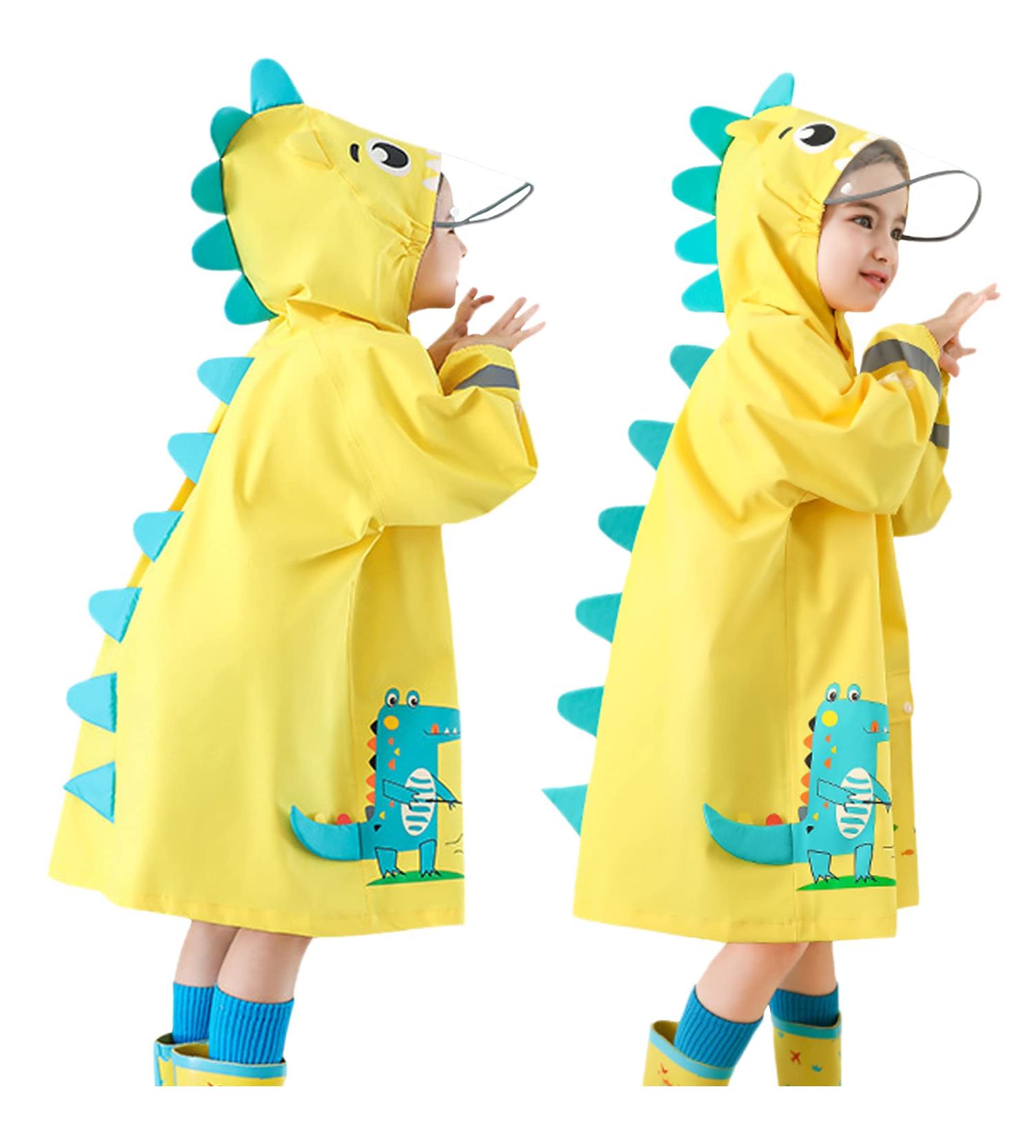Kids Raincoat | Waterproof Rainsuit for Boys & Girls | Toddler Poncho with 3D Cartoon | Children Rainwear | S/80-95CM | Crocodile Design - Buy Online on SooperMarket.com