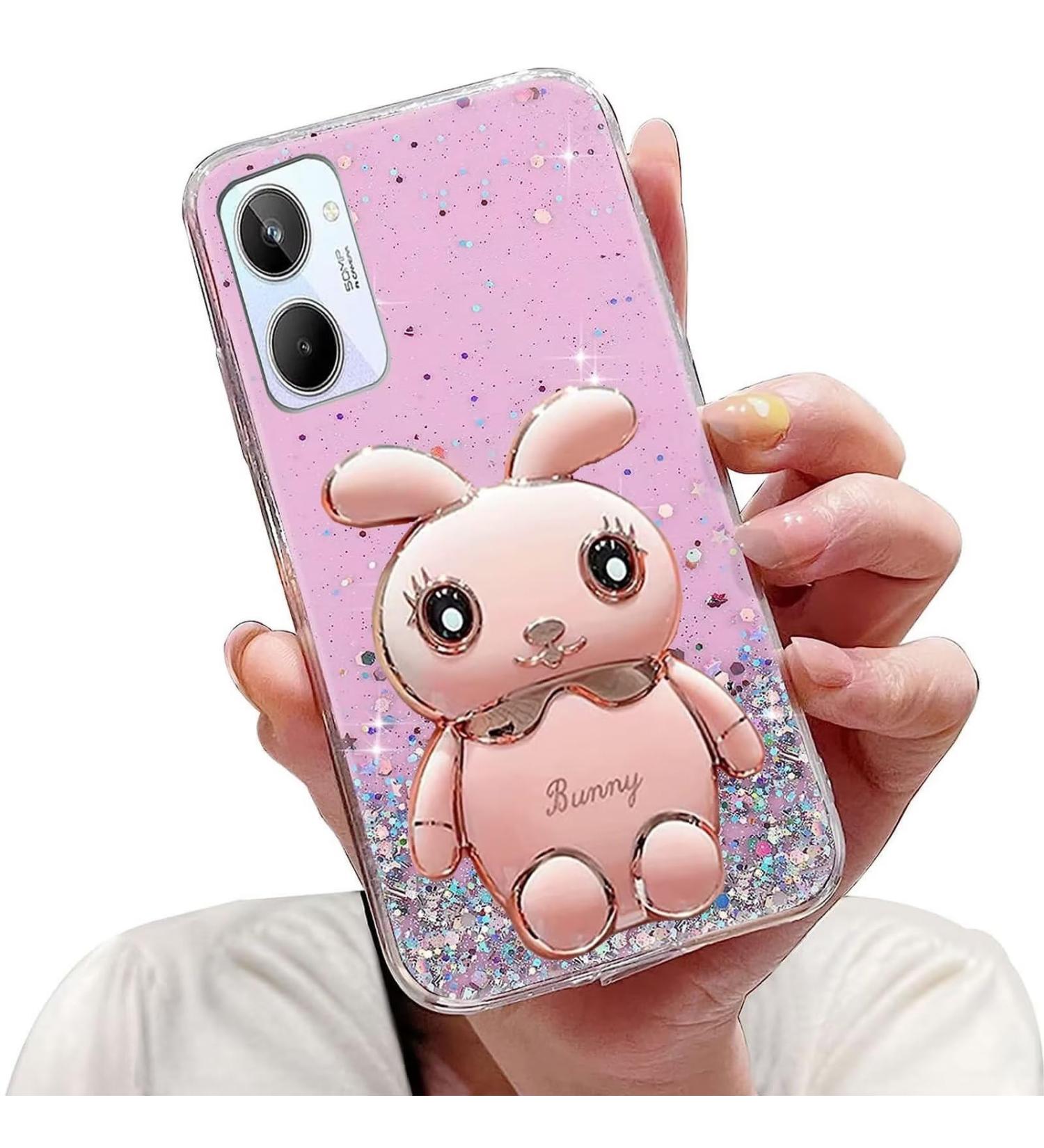 Tivenfezk Nadoli for Oppo Realme 10 4G - Glitter Rabbit Soft Silicone Case with Hidden Stand | Transparent Protective Cover - Buy Online on SooperMarket.com