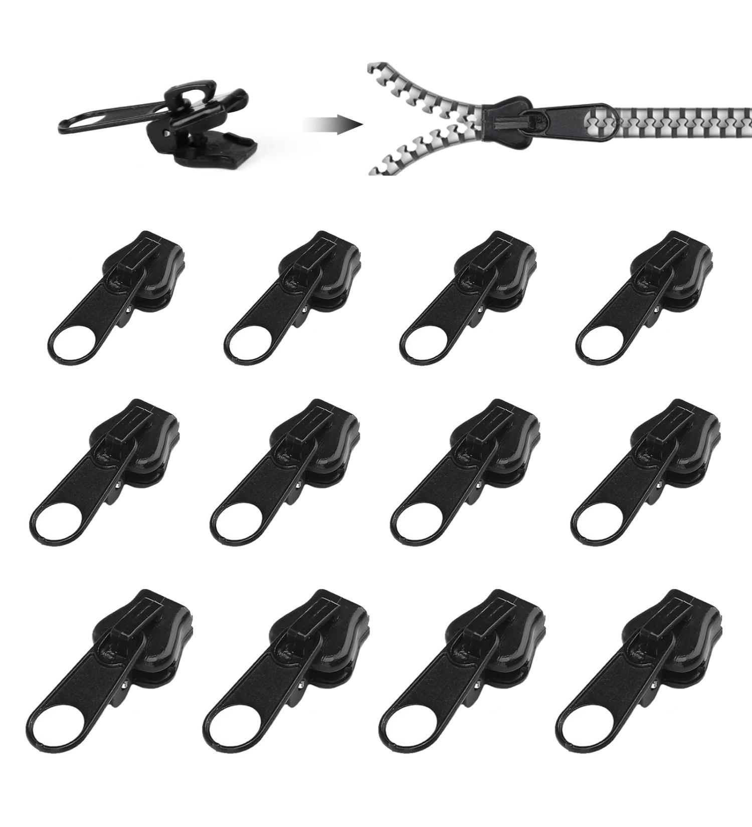 12-Pack Zipper Slider Replacement - Removable Zipper Pull Fixer for Jackets Suitcases & Backpacks (Black) - International Shipping - Buy Online on SooperMarket.com