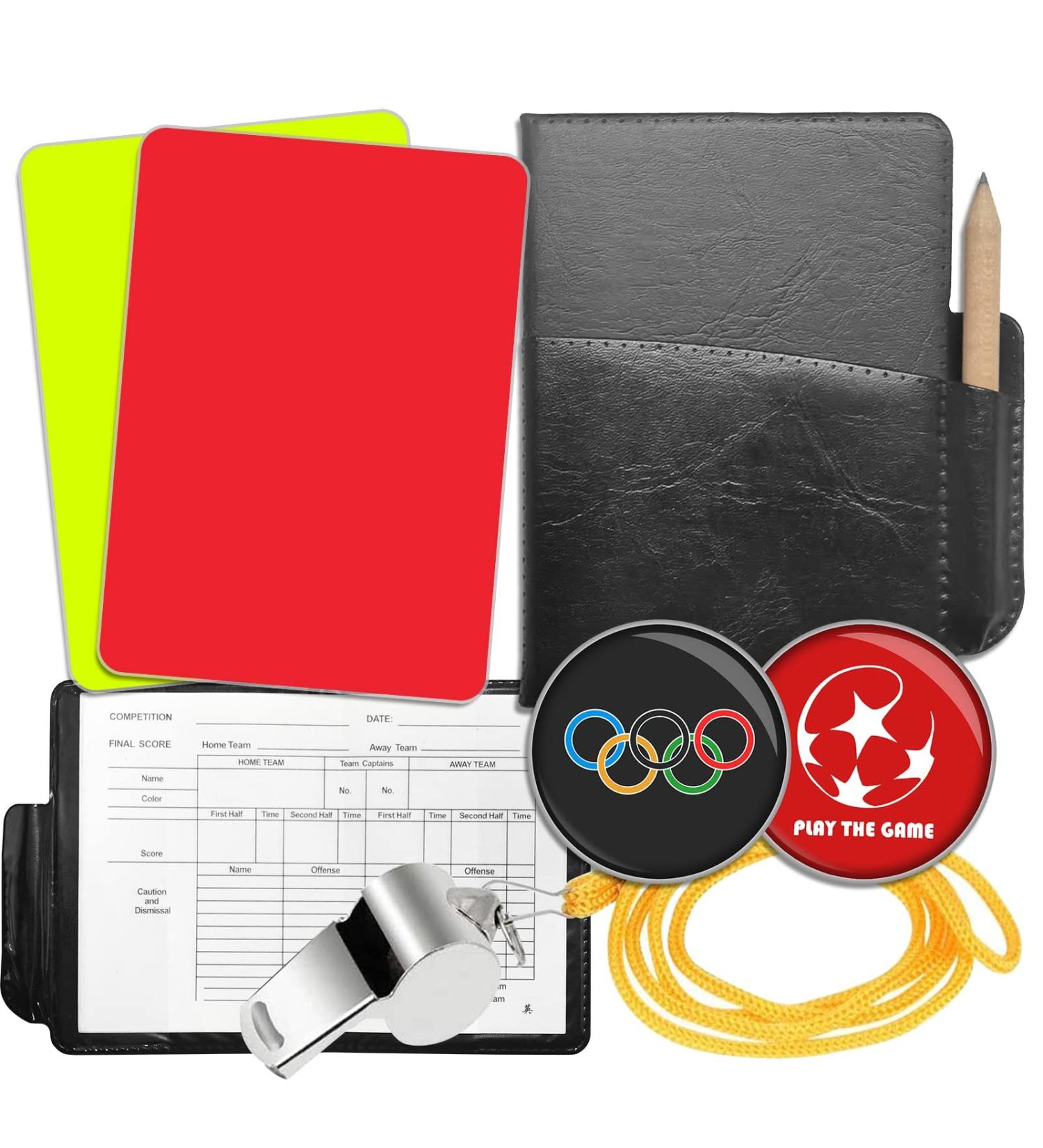 Shop EHIOG Referee Card Set - Metal Pipe with Red Yellow Cards & Point Book | Essential Referee Equipment for Football Games - Buy Online on SooperMarket.com