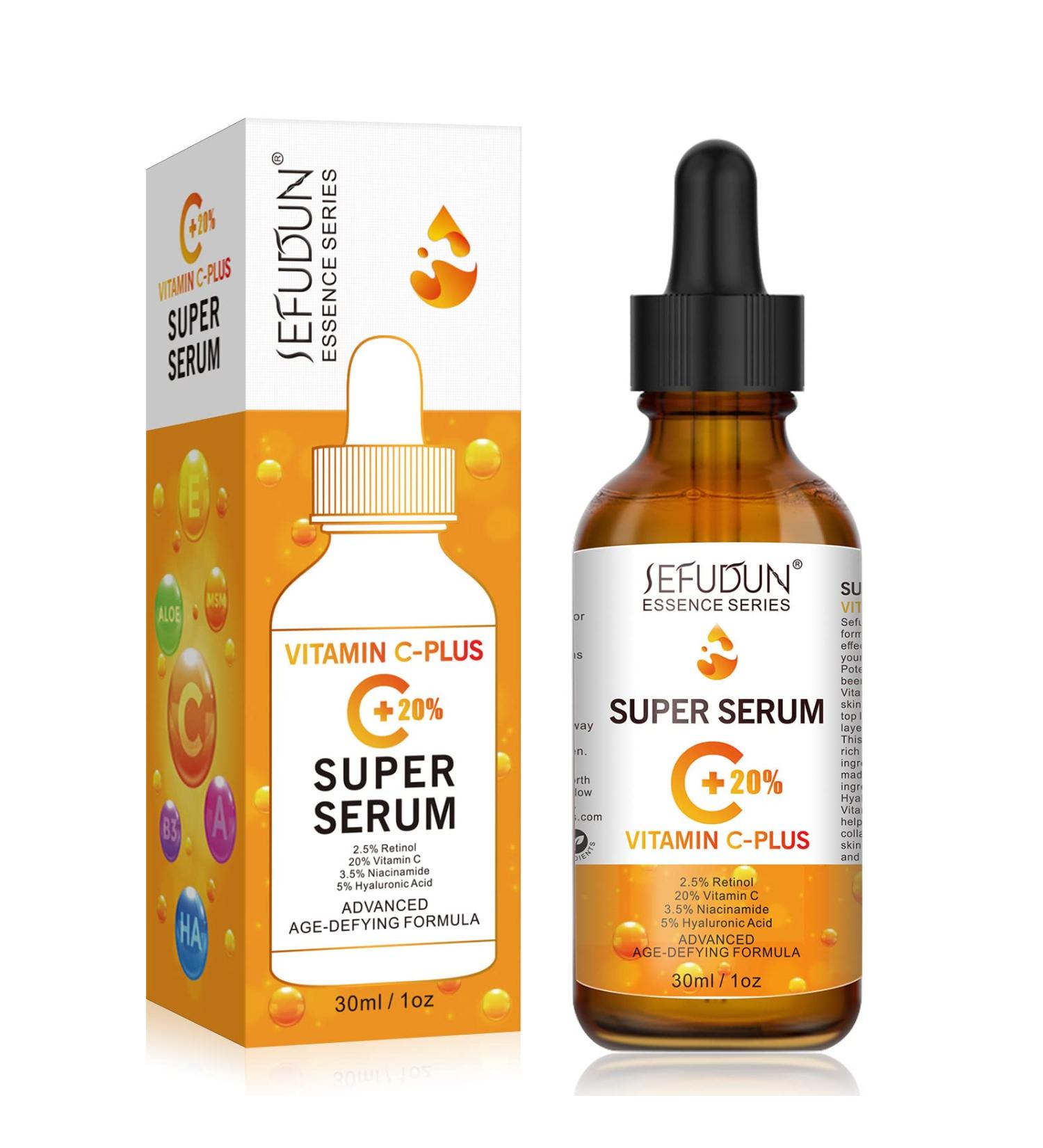 20% Vitamin C Serum for Face with Hyaluronic Acid - Anti-Aging Facial Serum for Men & Women Fades Dark Spots Boosts Collagen Hydrates & Plumps Skin - 1 Fl Oz - Buy Online on SooperMarket.com