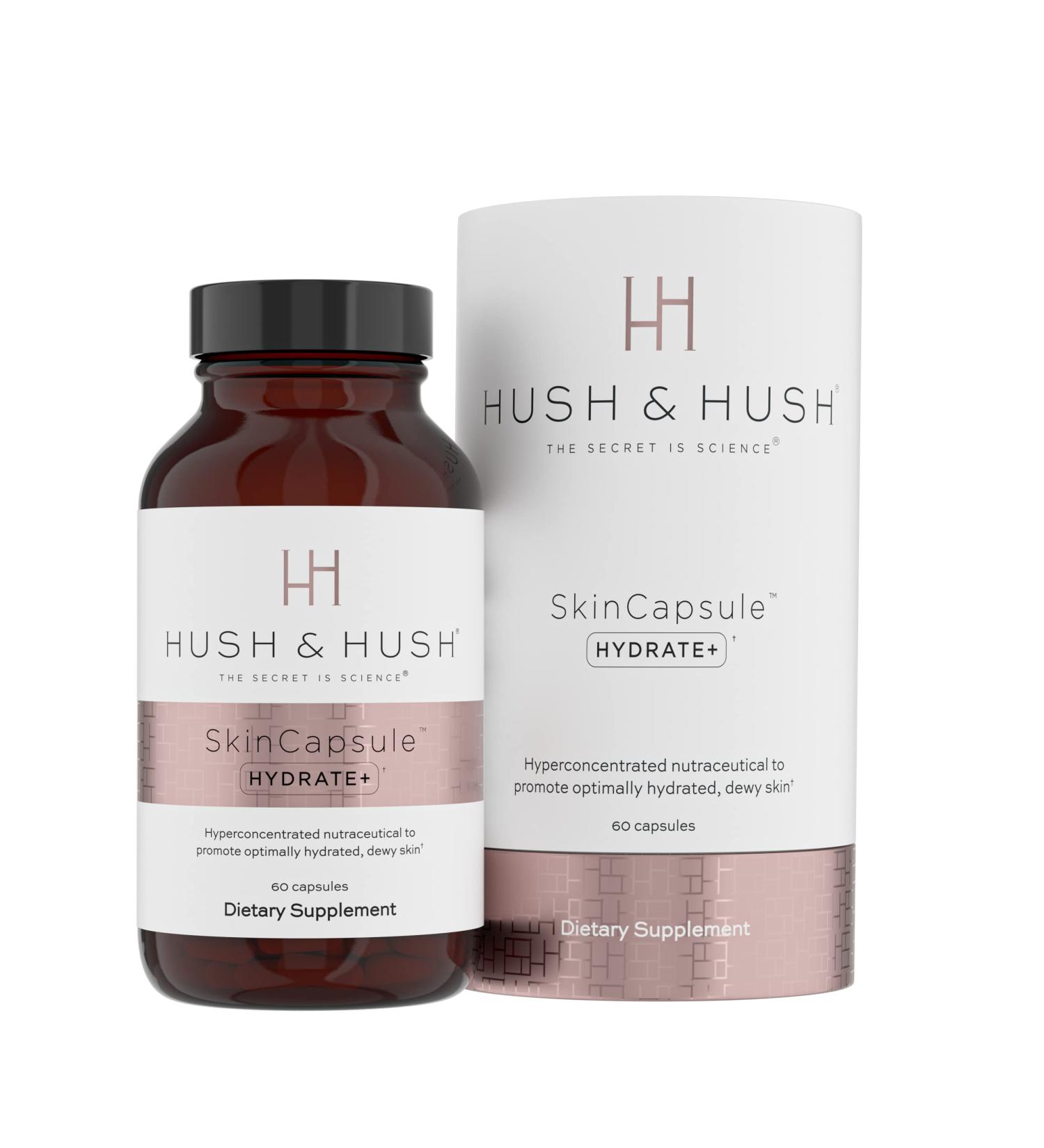 Buy Hush & Hush SkinCapsule Hydrate+ - Vegan Anti-Aging Beauty Supplement with Hyaluronic Acid - Glowing Skin - 60 Capsules - Free Worldwide Shipping - Buy Online on SooperMarket.com
