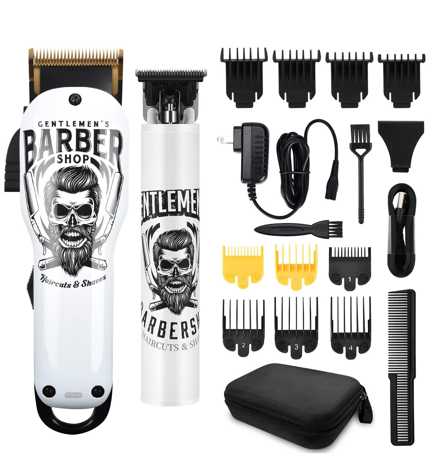 BESTBOMG Cordless Hair Clippers & Trimmer Set - T-Blade, Ceramic Blade, Rechargeable, 10 Guide Combs - Ideal for Men, Fathers, Husbands, Boyfriends - 2p-white - Buy Online on SooperMarket.com